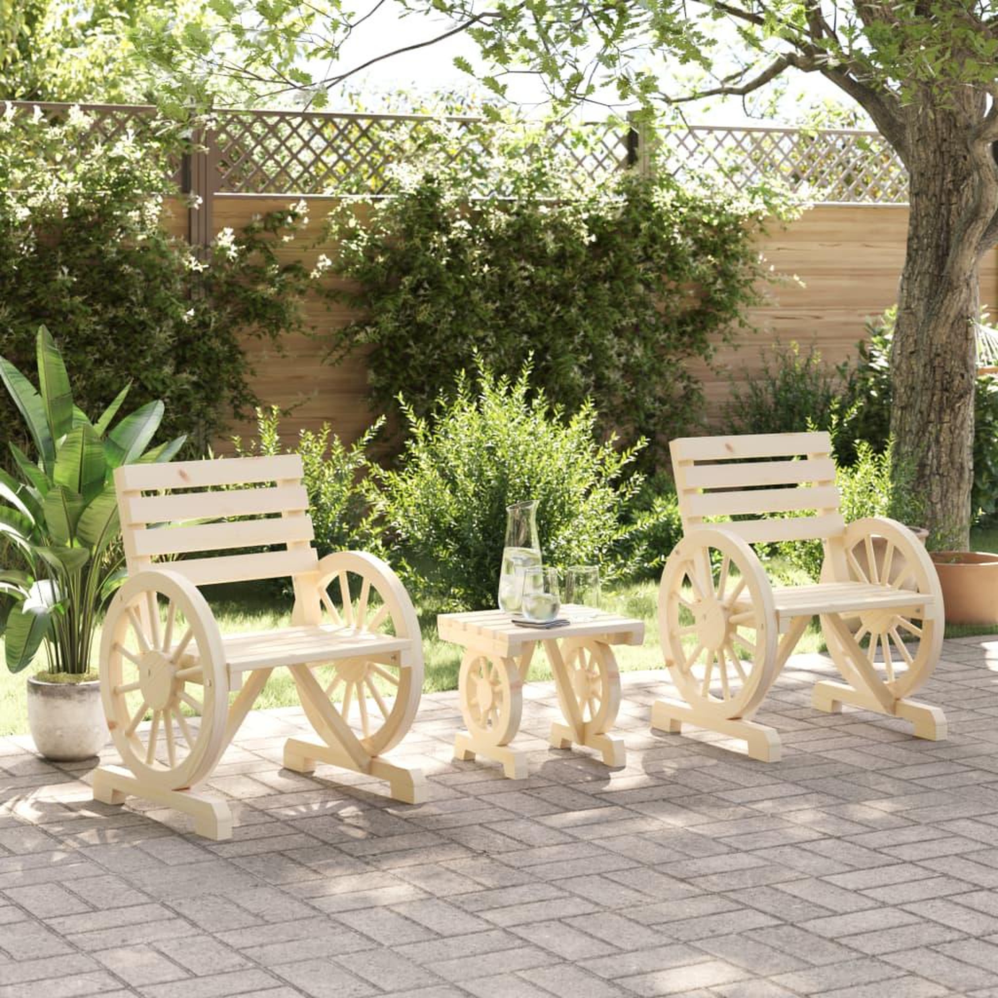 Voir la diapositive 3 : VIDAXL Salon de jardin 3 pcs bois de sapin massif