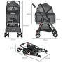 Voir la diapositive 3 : PAWHUT Poussette pour chien 3 en 1 - poussette buggy, panier de transport, panier voiture - acier noir Oxford gris