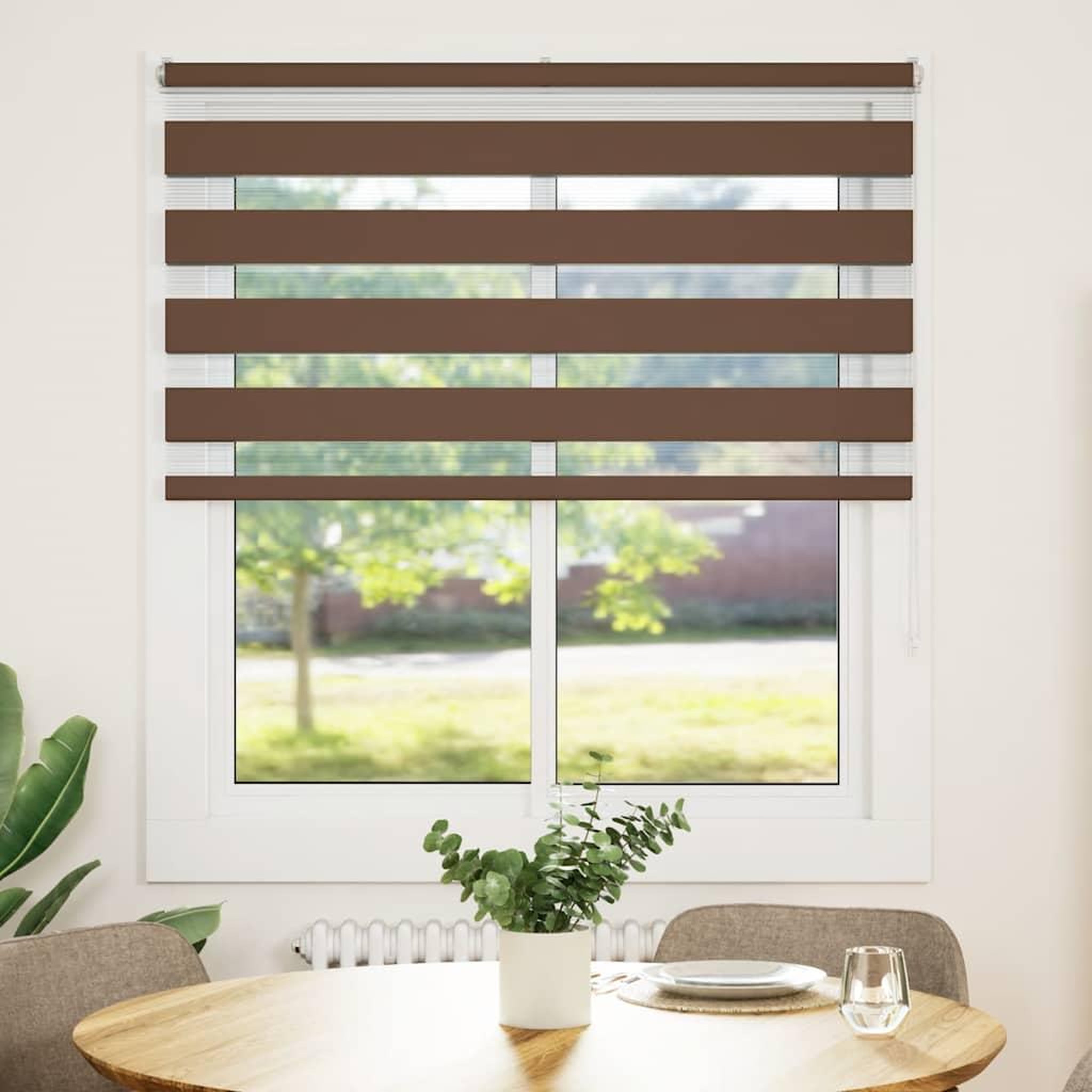 Voir la diapositive 2 : VIDAXL Store zebre marron 135x100cm largeur du tissu 130,9cm polyester