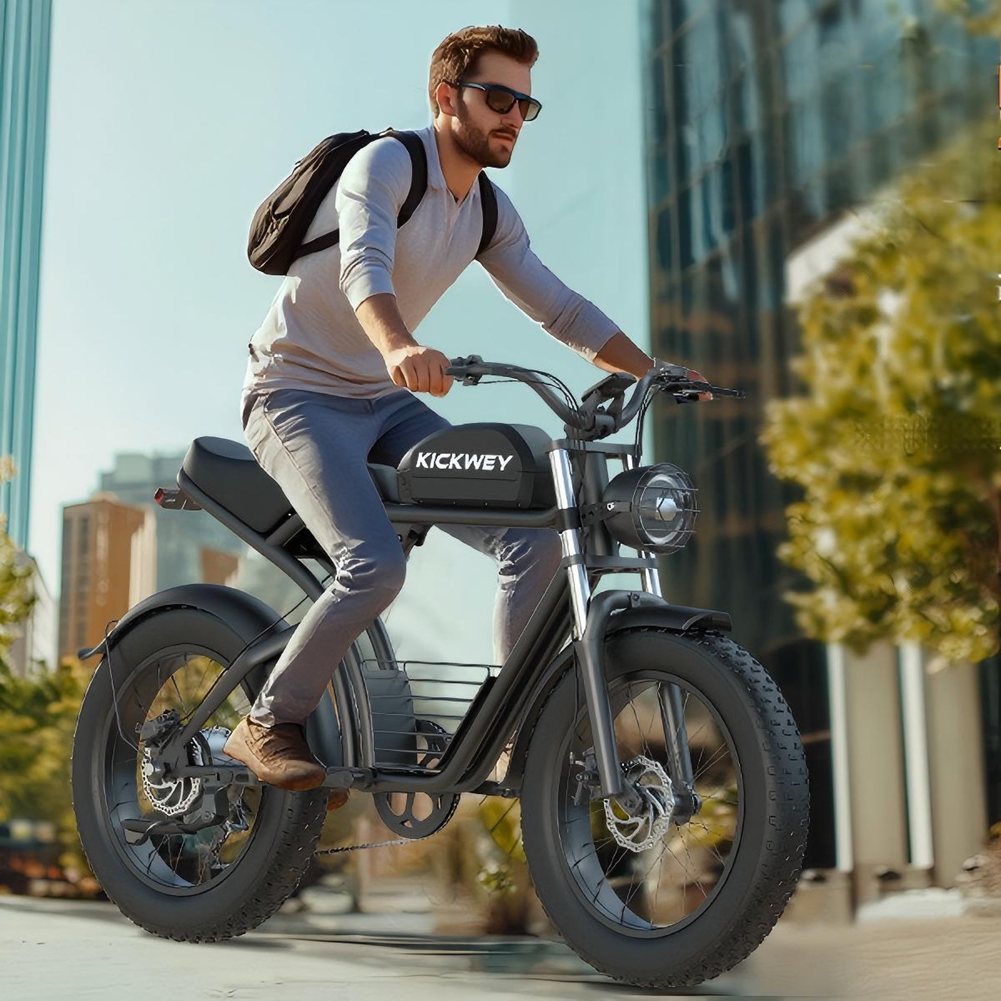 Voir la diapositive 4 : KICKWEY Vélo électrique kickwey k7 fat, 48 v 23 ah, grande autonomie, style cyclomoteur, noir