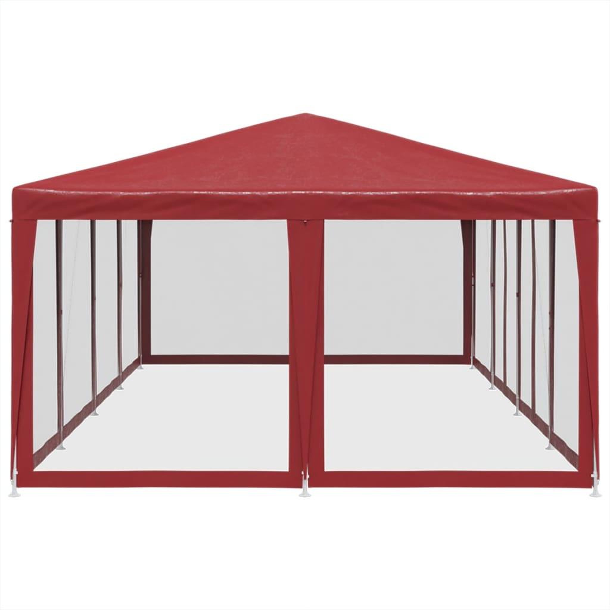 Voir la diapositive 4 : VIDAXL Tente de fete avec 12parois laterales en maille rouge 8x4m PEHD
