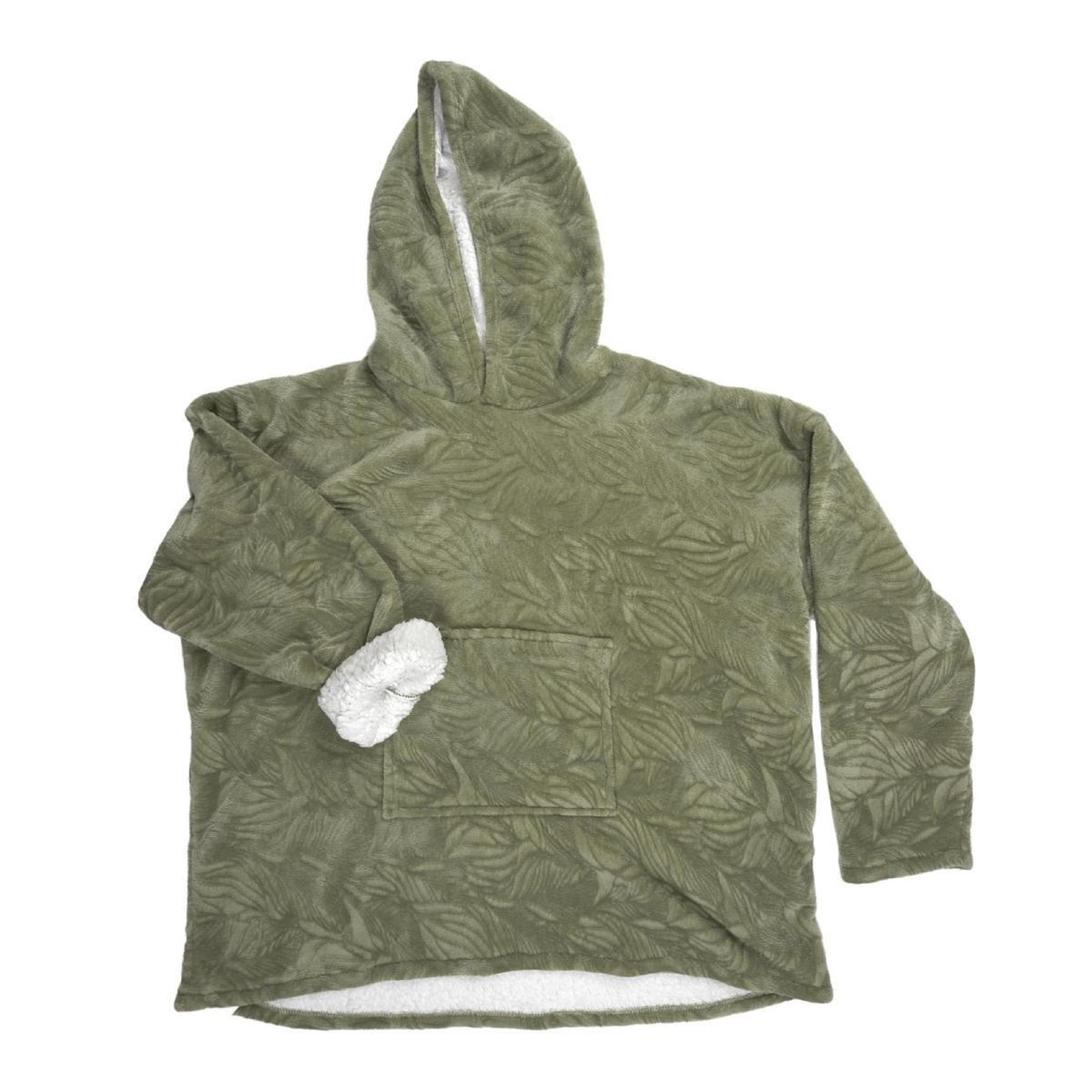 The Home Deco Factory Plaid sweat à capuche  natural  85x118cm vert