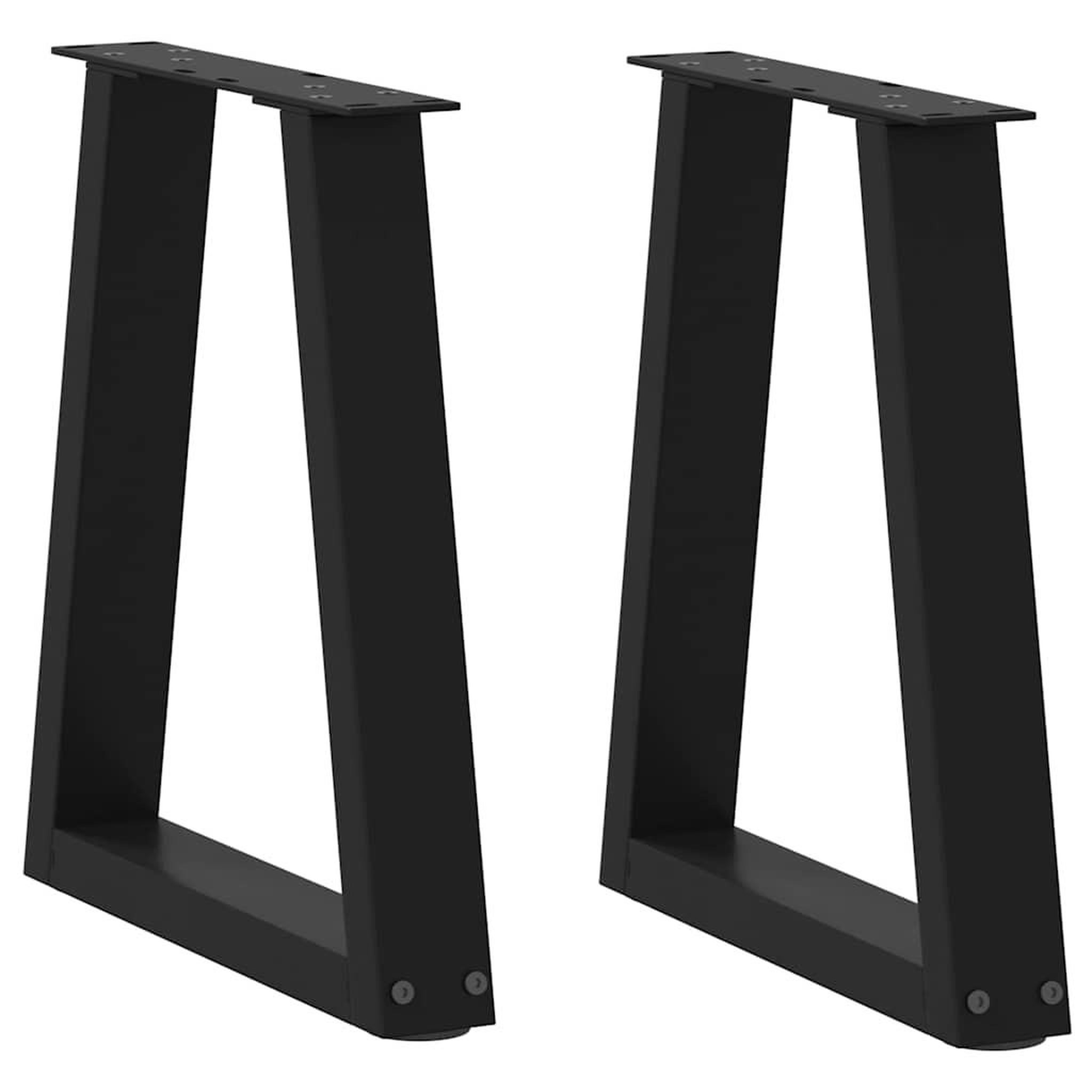 VIDAXL Pieds de table a manger forme de V 2 pcs noir 38x(42-43,3) cm