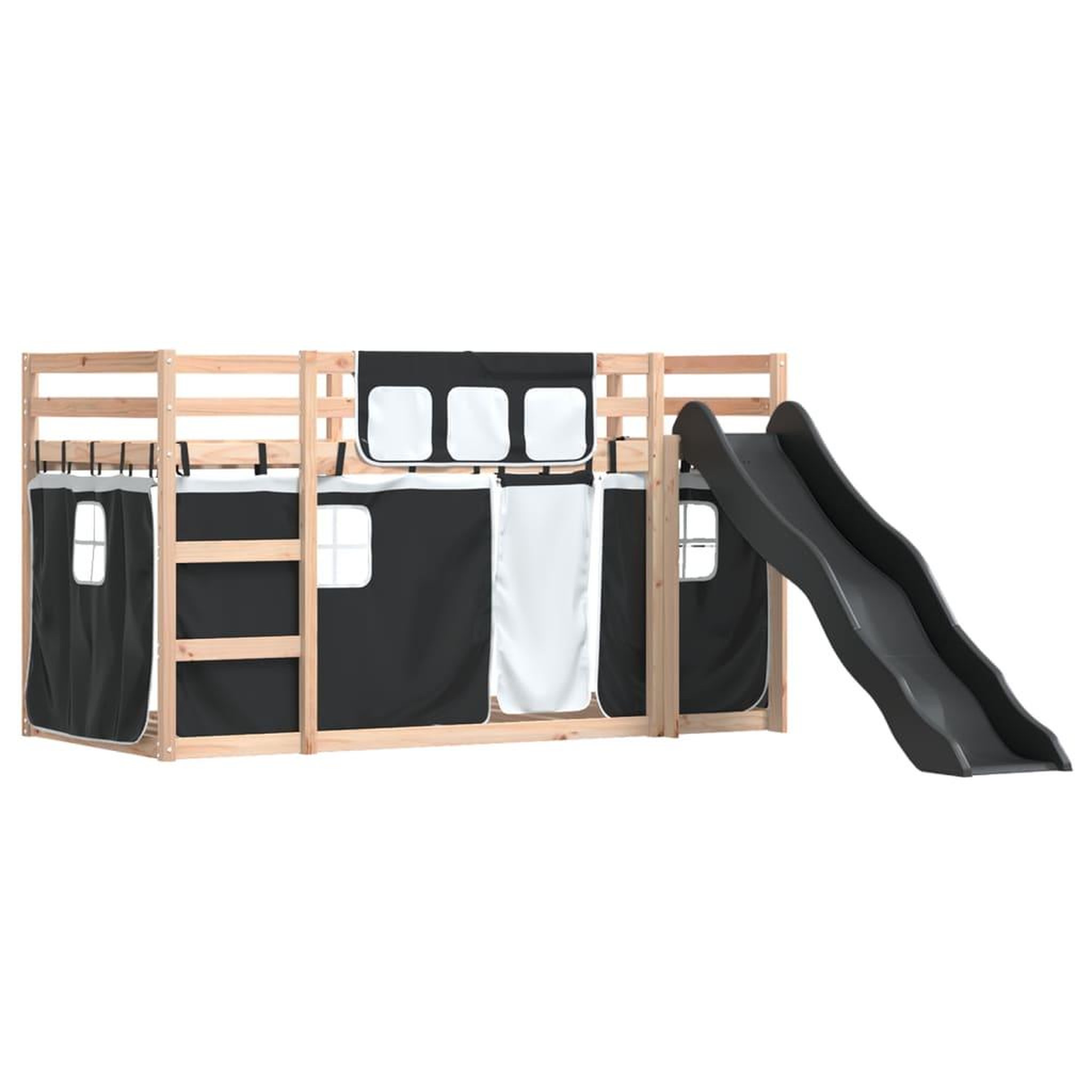 Voir la diapositive 3 : VIDAXL Lit superpose sans matelas avec toboggan blanc noir 80x200 cm