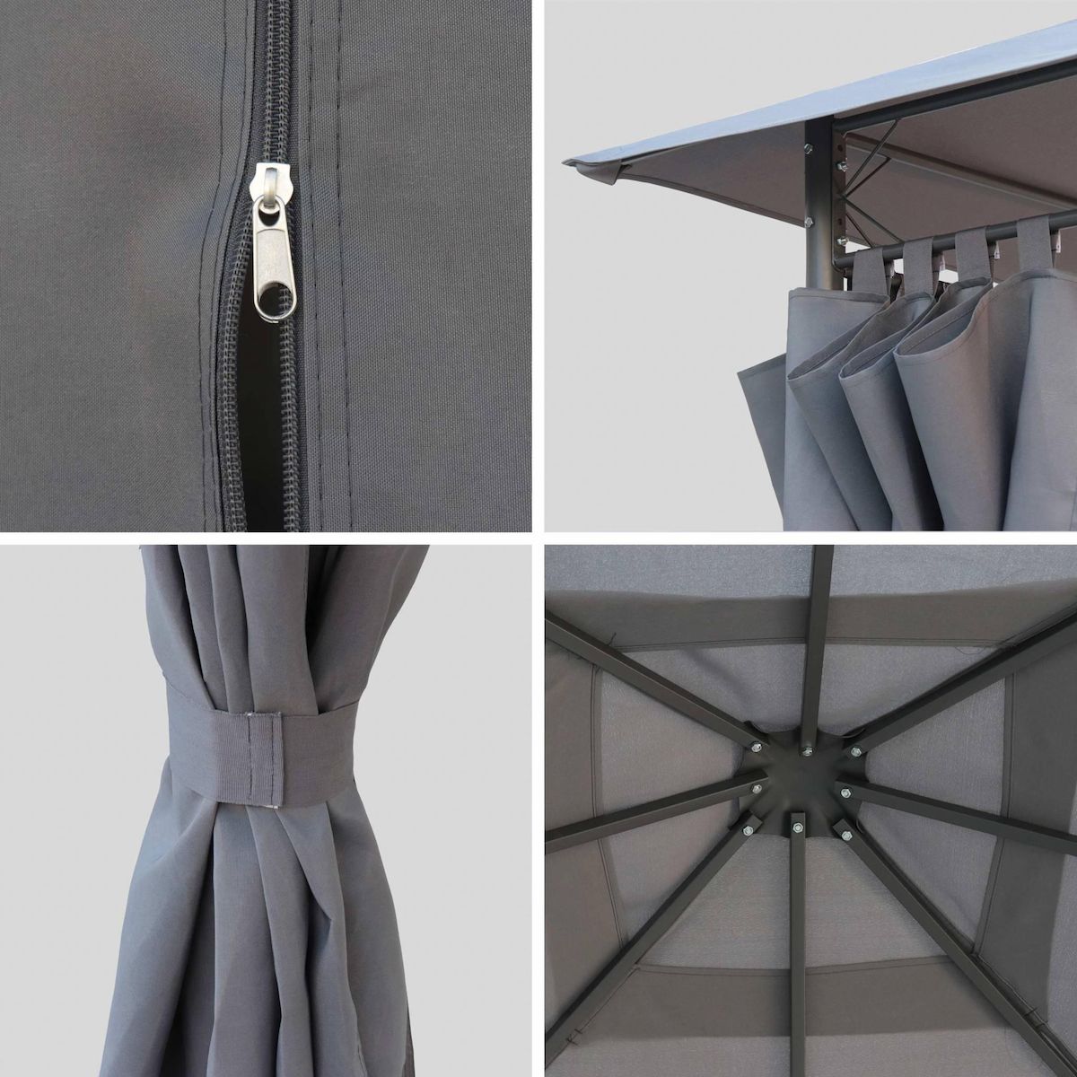 SWEEEK Ensemble complet toile de toit et rideaux pour tonnelle 3x3m Elusa - toile de rechange pergola, toile de remplacement