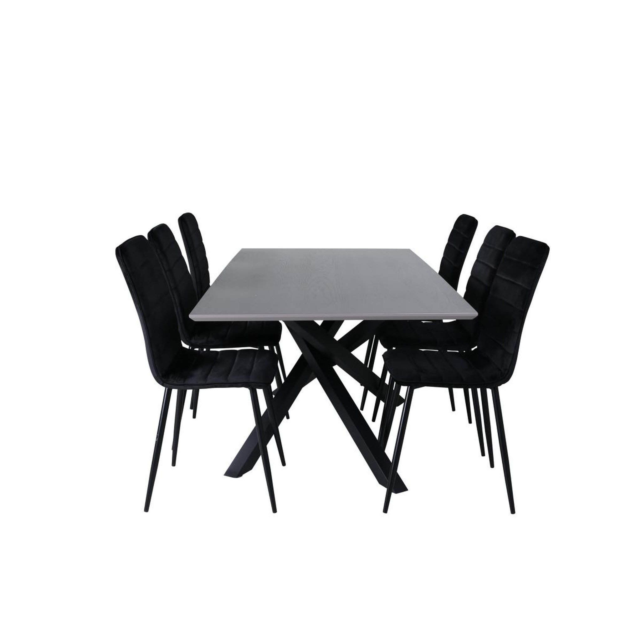 Voir la diapositive 2 : Paris Prix Ensemble table à manger & 6 chaises  piazza & windu  180cm gris & noir