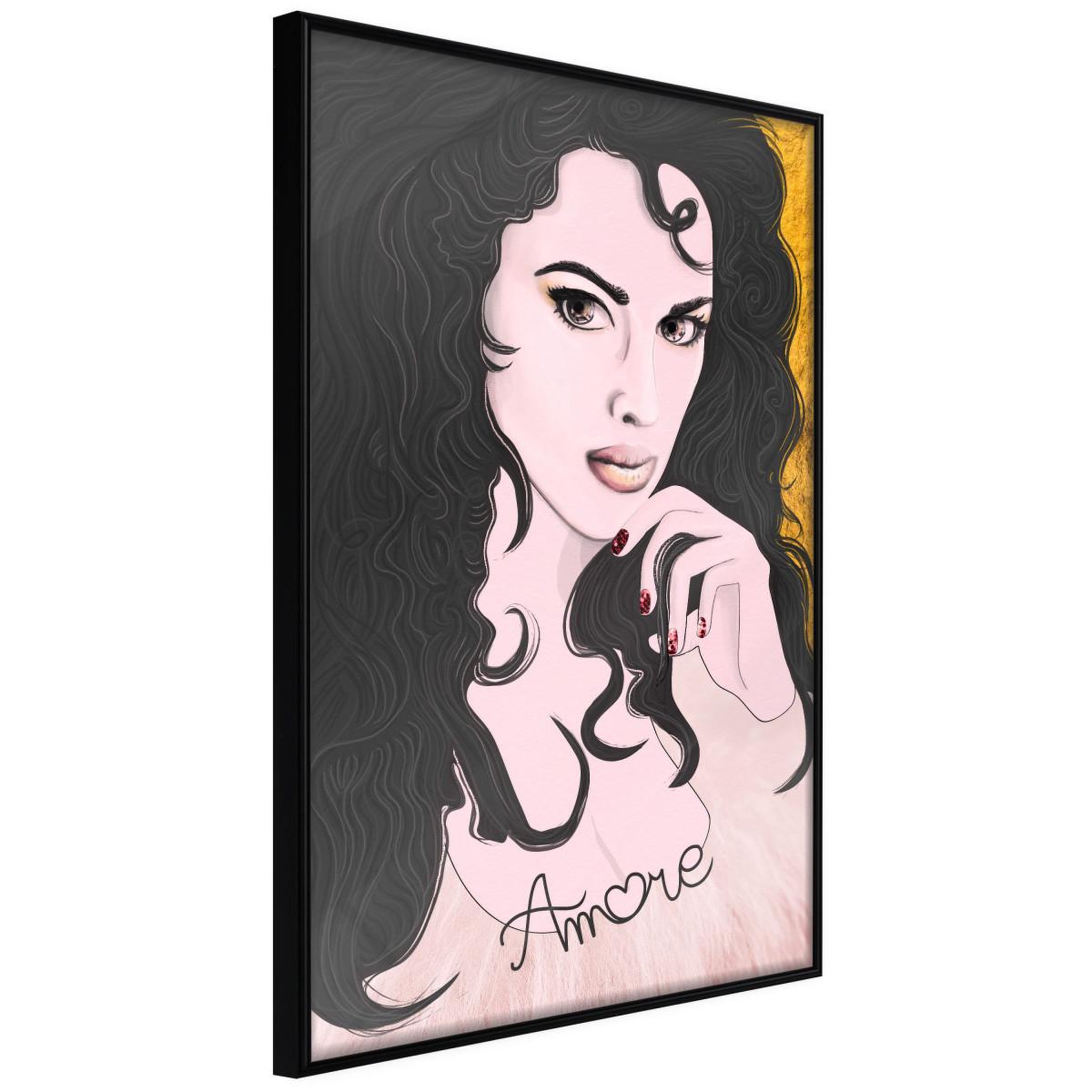 Paris Prix Affiche murale encadrée  tumbling curls. Coloris disponibles : Noir, Jaune