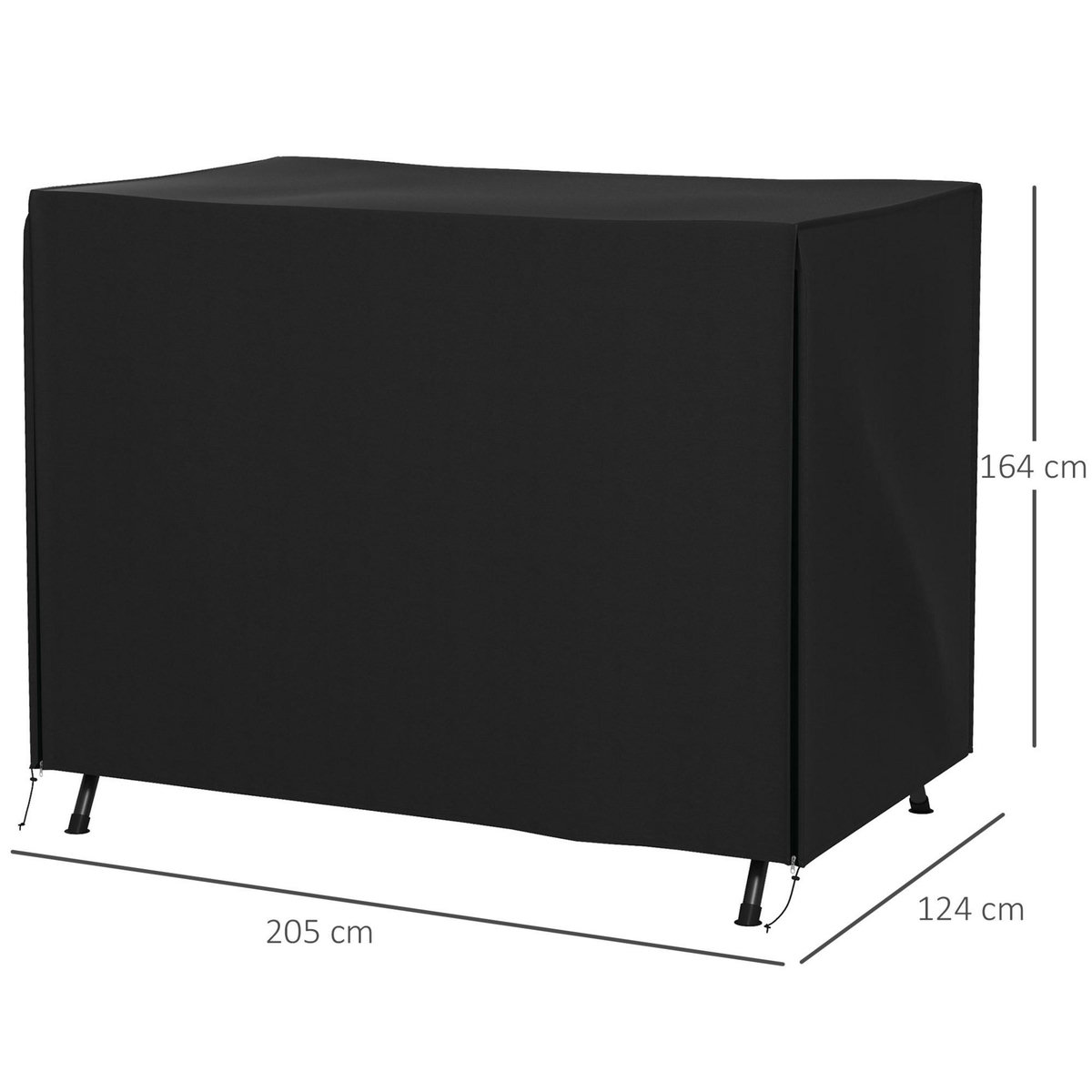 OUTSUNNY Housse de protection balancelle de jardin 3 places bâche étanche dim. 2,05L x 1,24l x 1,64H m polyester PVC haute densité noir