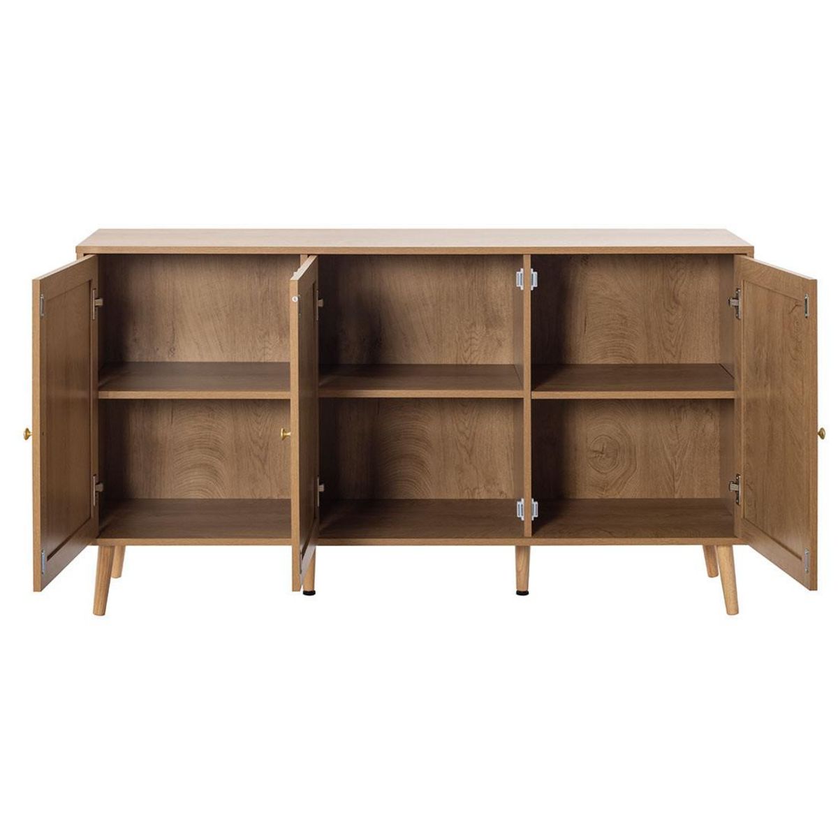 BEST MOBILIER Goto - buffet bas - effet bois et cannage - 140 cm
