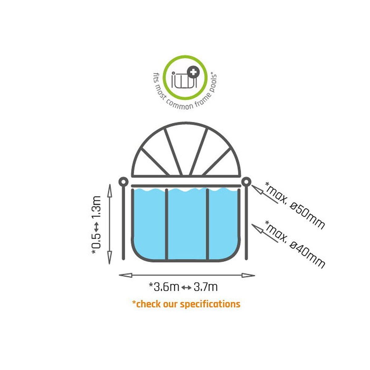 EXIT TOYS Voile d'ombrage pour piscine tubulaire ronde Ø 3,60 à 3,70 m - Exit Toys