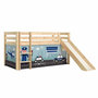 Voir la diapositive 1 : Paris Prix Lit Enfant Surélevé Avec Toboggan  Pino Police  90x200cm Naturel