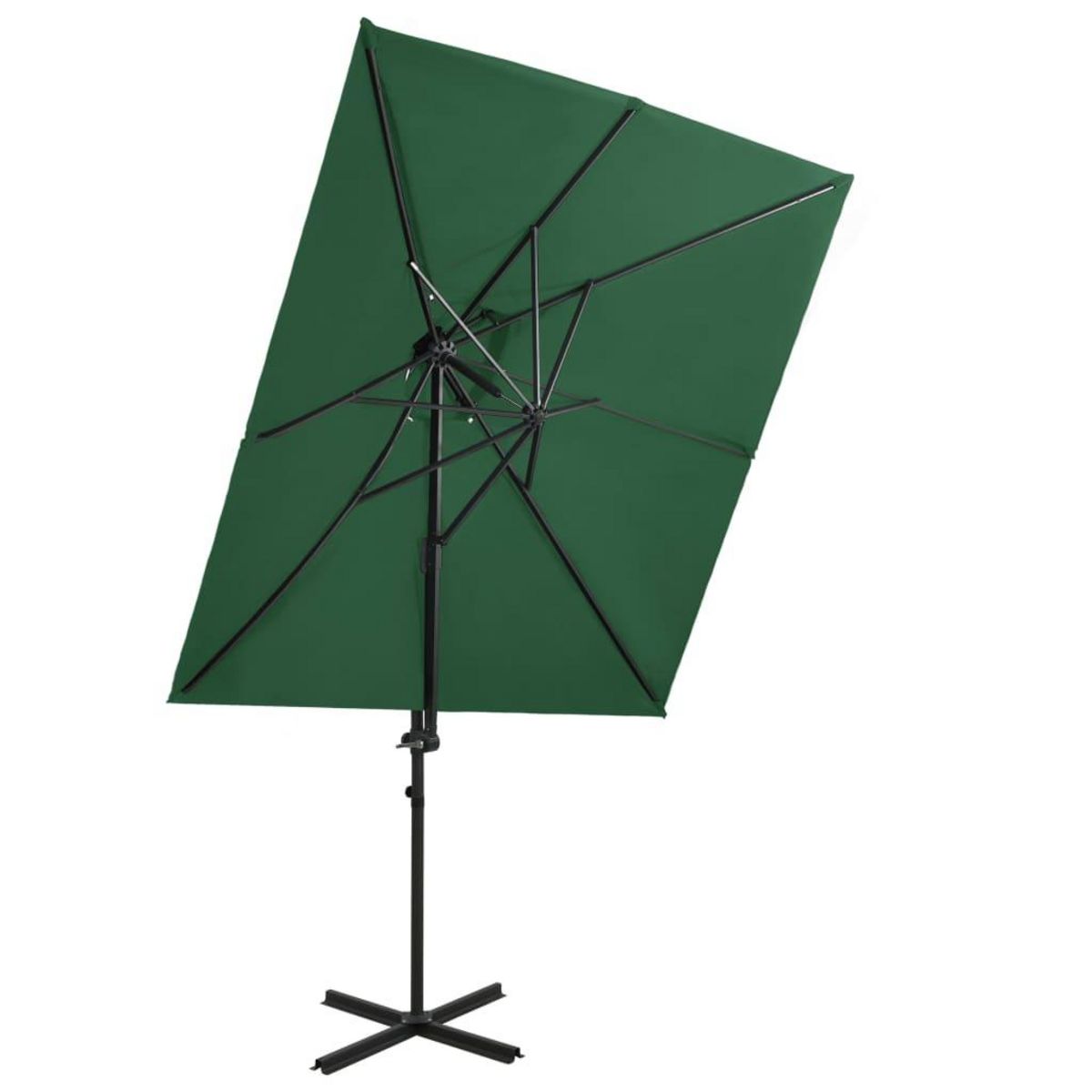 VIDAXL Parasol de jardin en porte-a-faux a double toit vert 250x250 cm