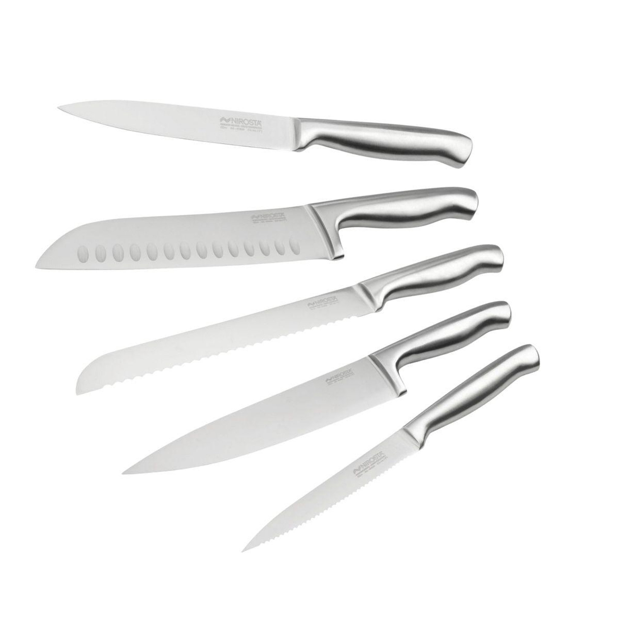 NIROSTA Ensemble de 5 couteaux de cuisine professionnels en inox de 24 à 33,5 cm Nirosta Star