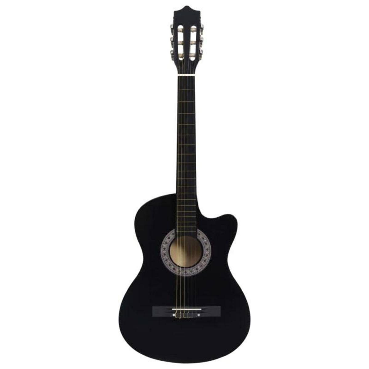 VIDAXL Guitare découpée classique occidentale avec 6 cordes Noir 38