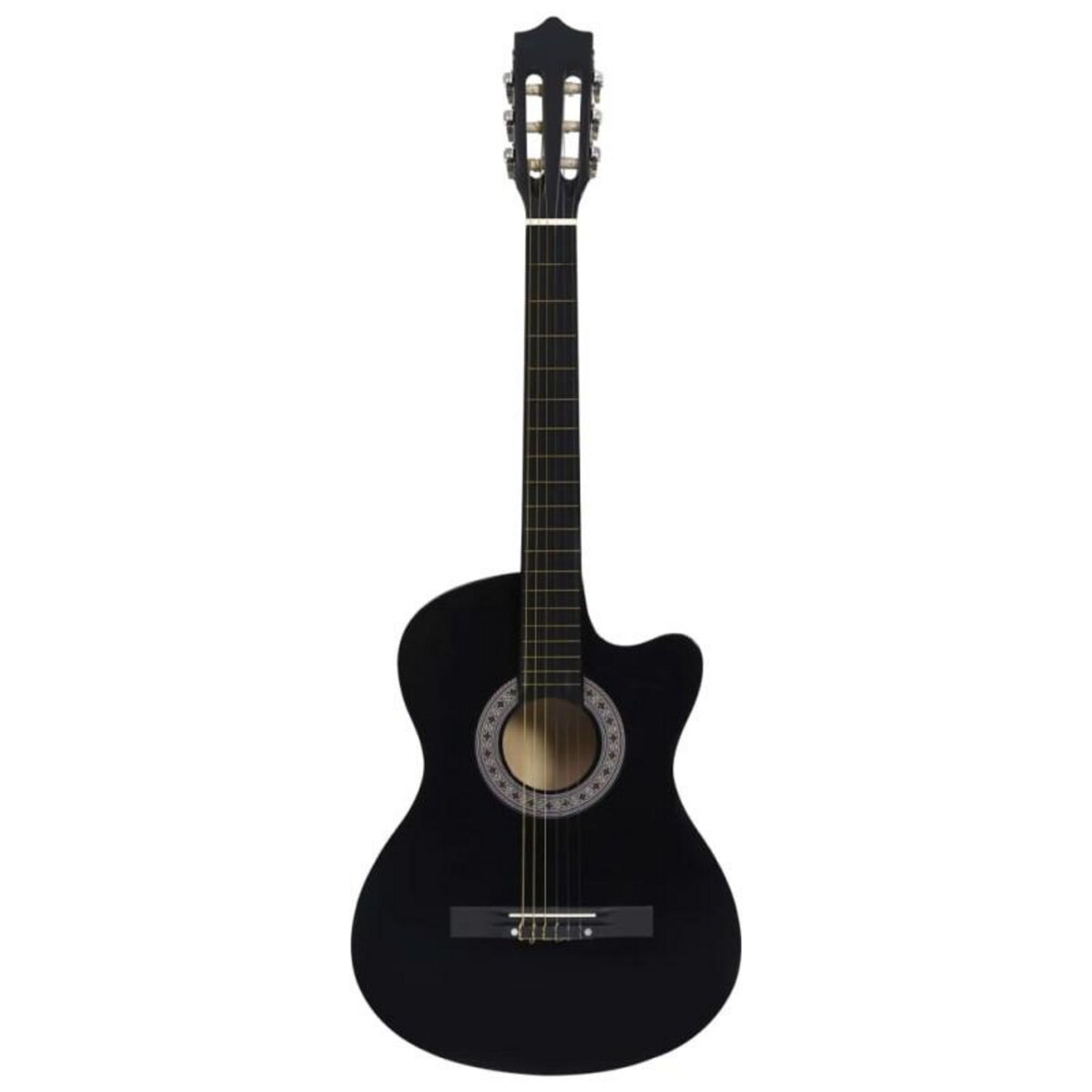 VIDAXL Guitare découpée classique occidentale avec 6 cordes Noir 38