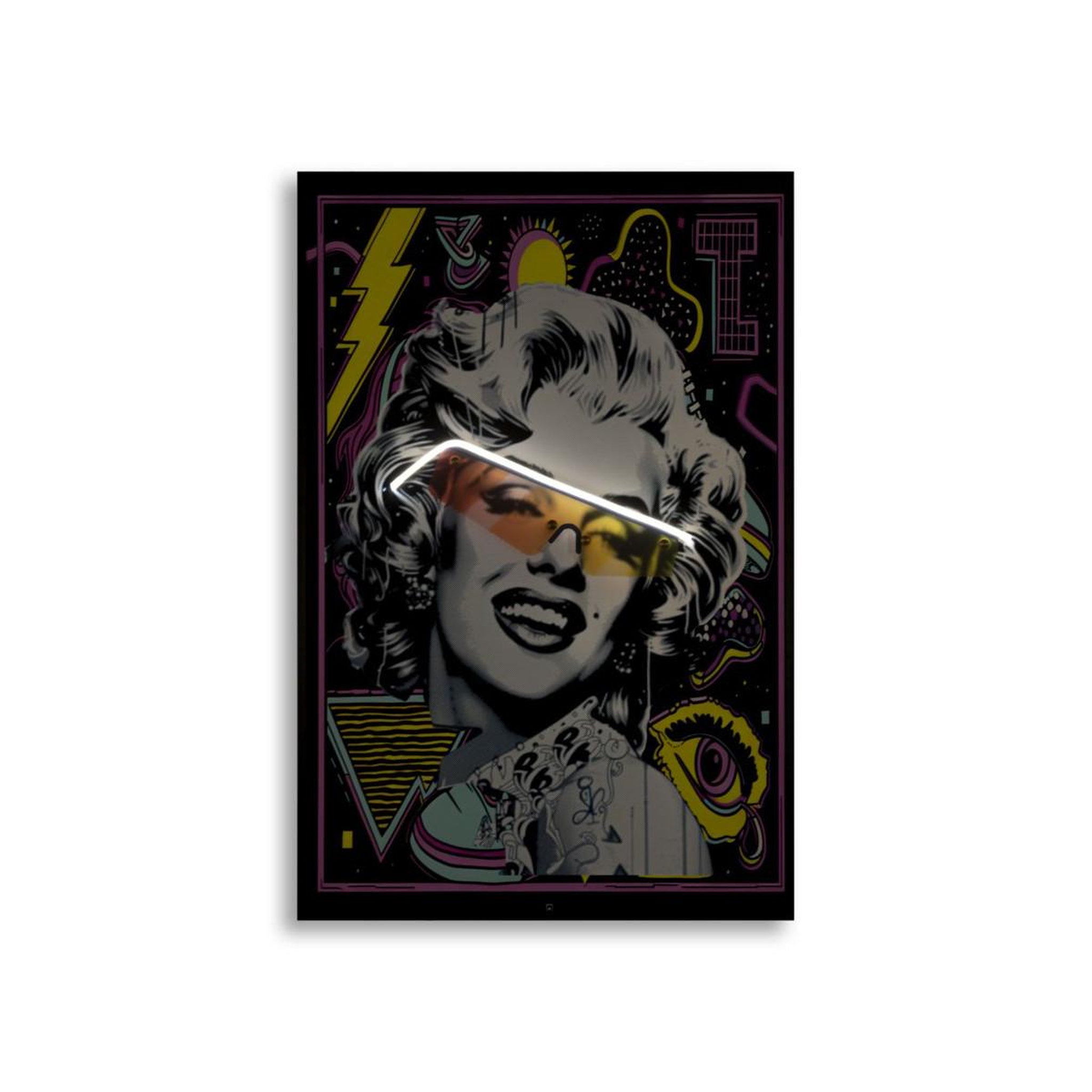Voir la diapositive 2 : Paris Prix Tableau imprimé à led  marilin  60x90cm multicolore