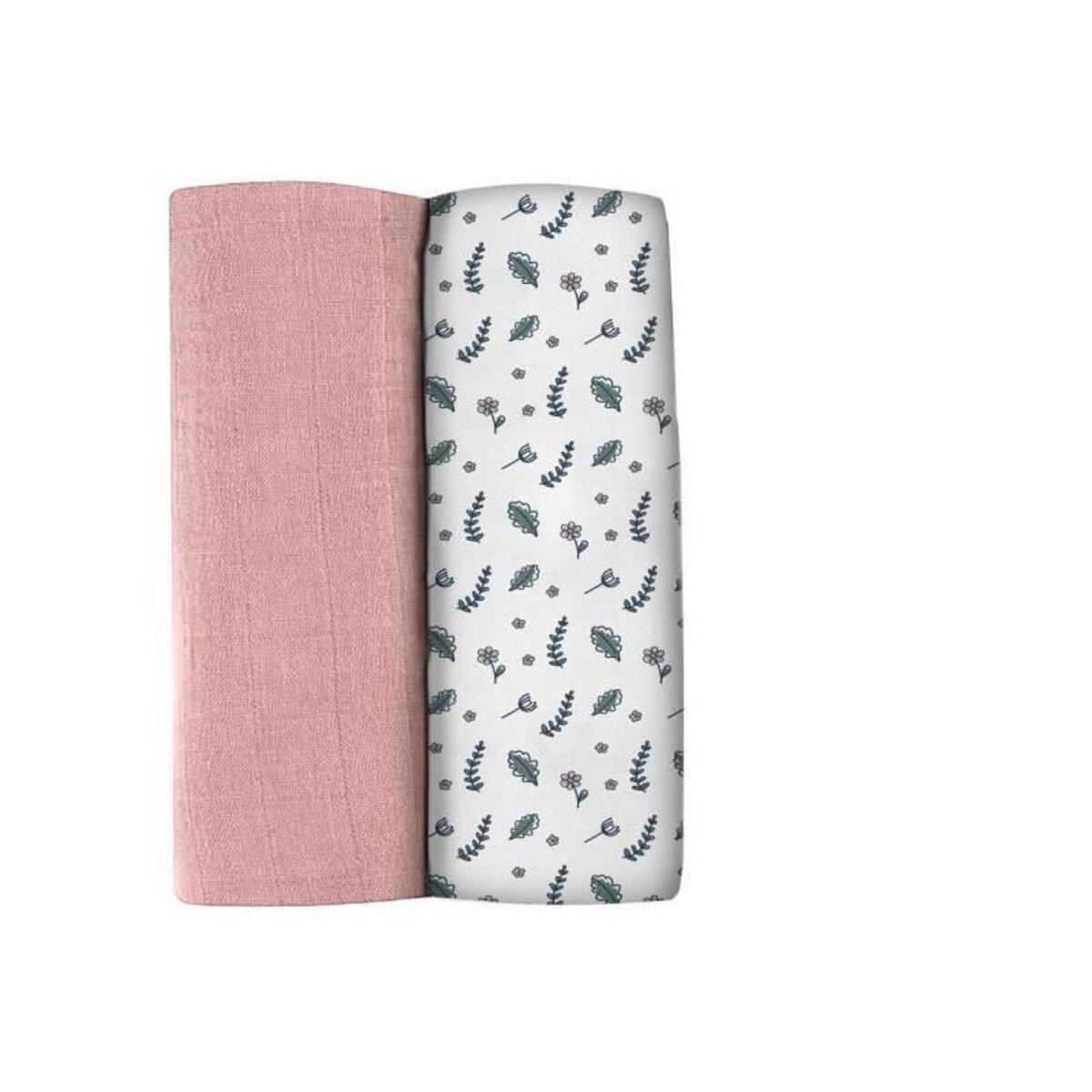 BEABA BEABA, Boite 2 LANGES 120cm -  Vieux Rose / Campagne Florale