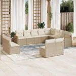 VIDAXL Salon de jardin avec coussins 12 pcs beige resine tressee