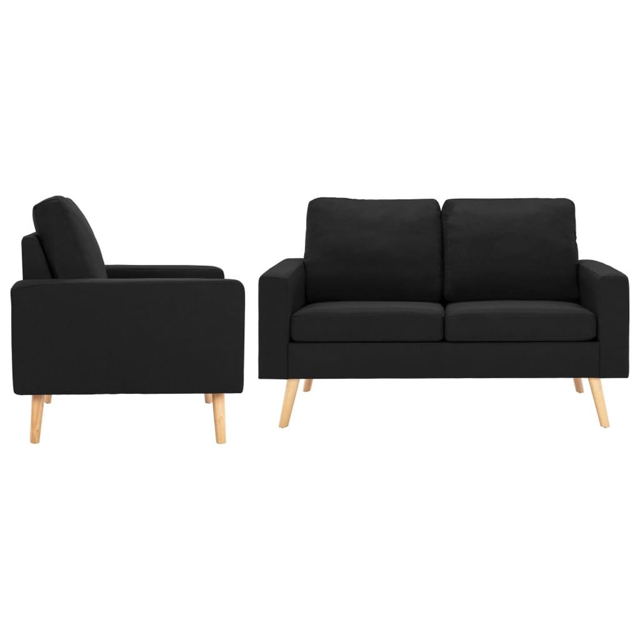 Voir la diapositive 1 : VIDAXL Ensemble de canapes 2 pcs Tissu Noir