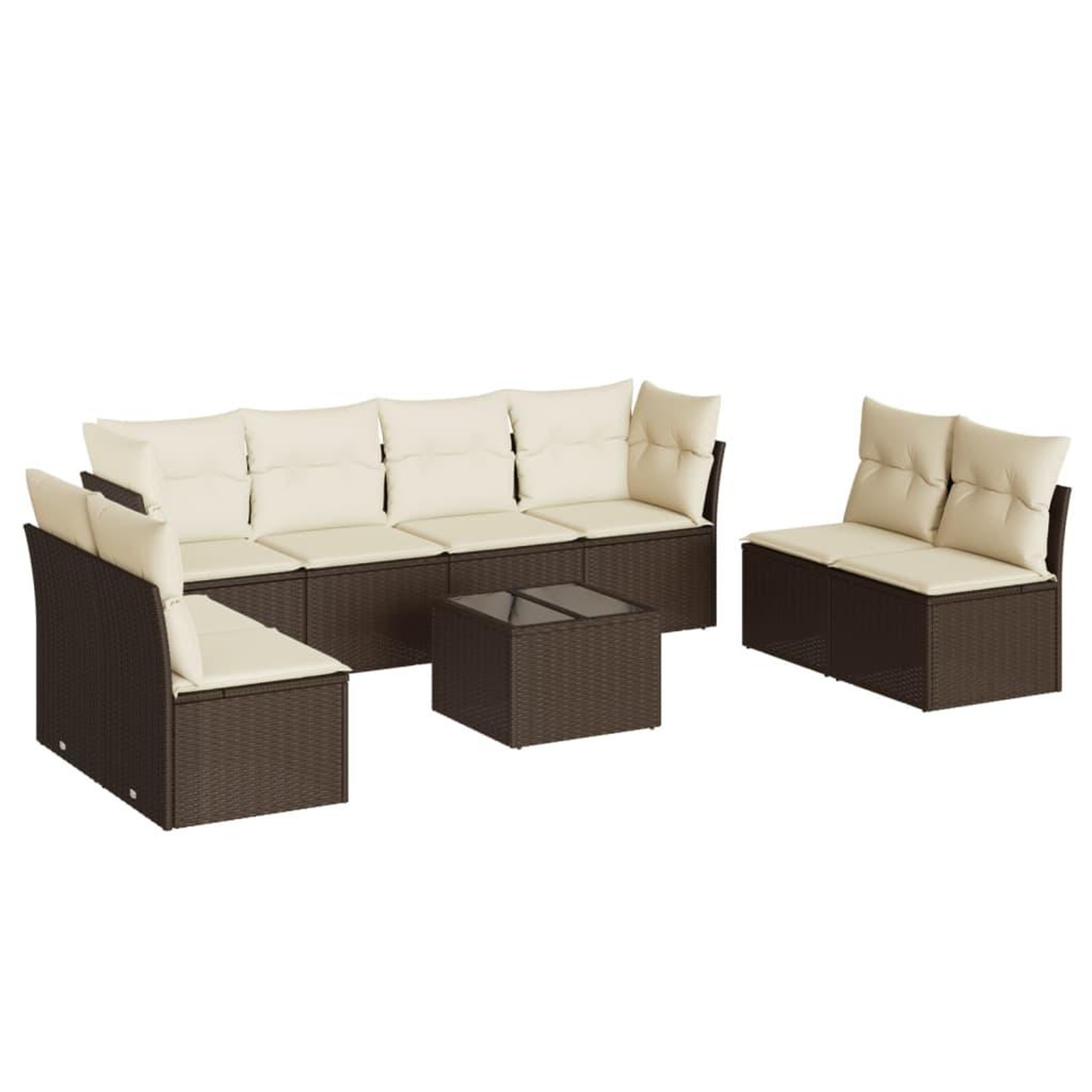 Voir la diapositive 2 : VIDAXL Salon de jardin avec coussins 9 pcs marron resine tressee