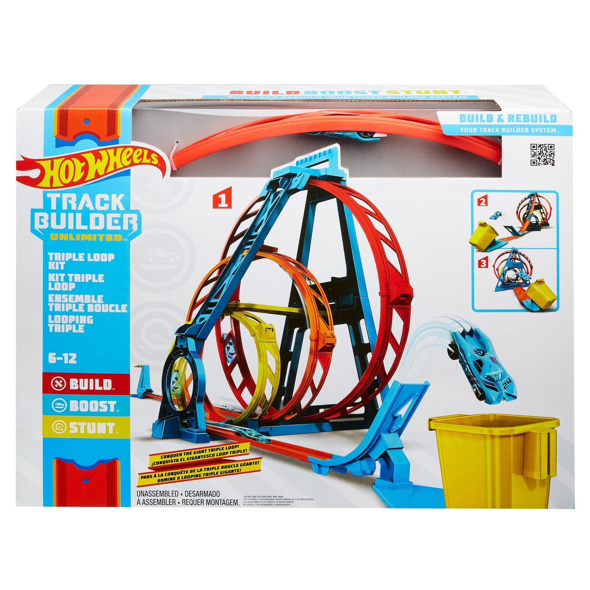 Voir la diapositive 5 : MATTEL Kit Triple looping track builder Hot Wheels