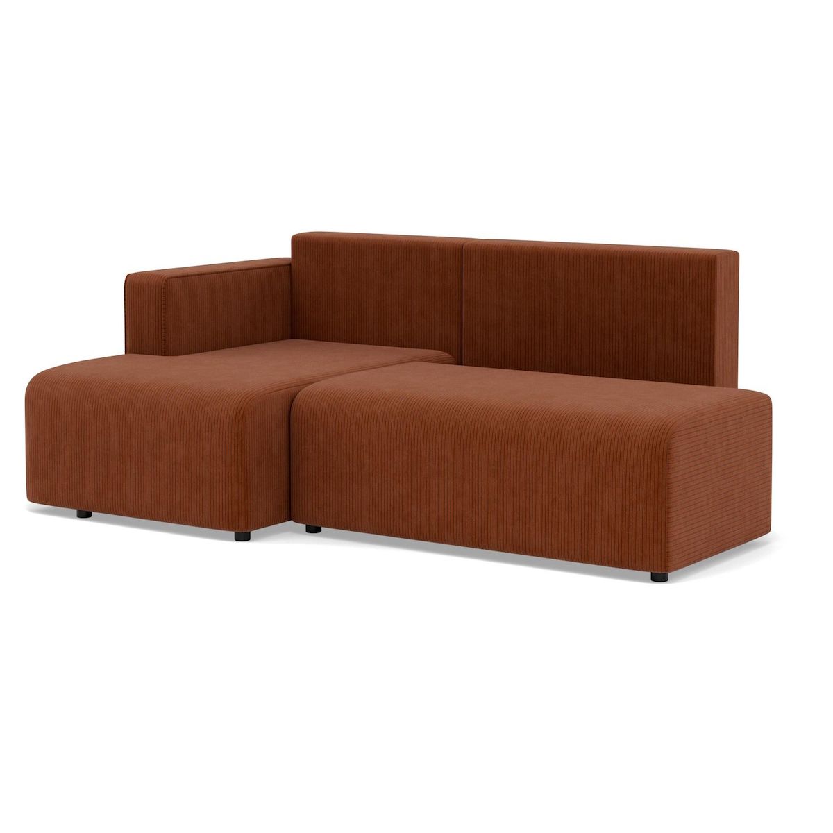 BEST MOBILIER Topaze - canapé d'angle gauche 4 places convertible avec coffre en velours côtelé