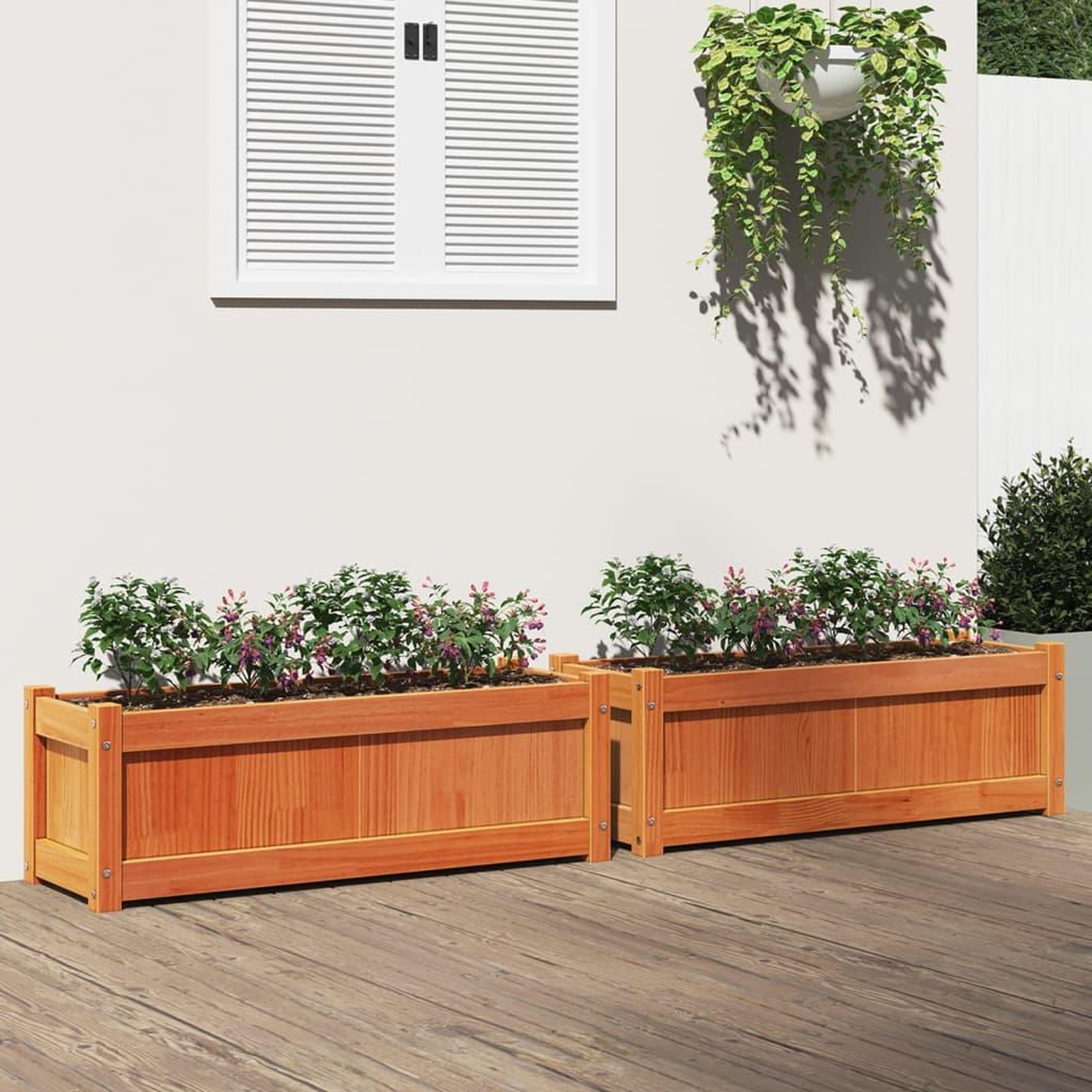 VIDAXL Jardinieres 2 pcs cire marron bois de pin massif