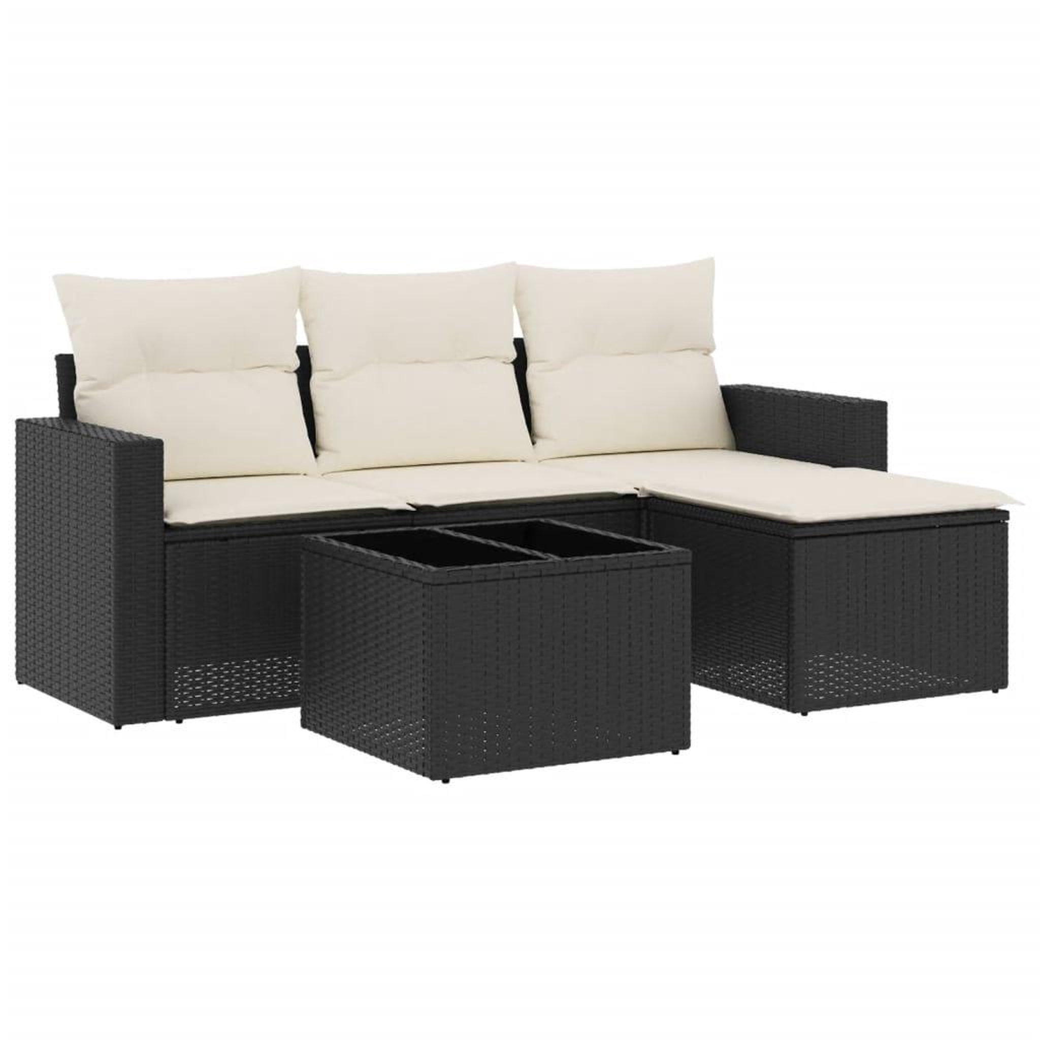 Voir la diapositive 2 : VIDAXL Salon de jardin 5 pcs avec coussins noir resine tressee