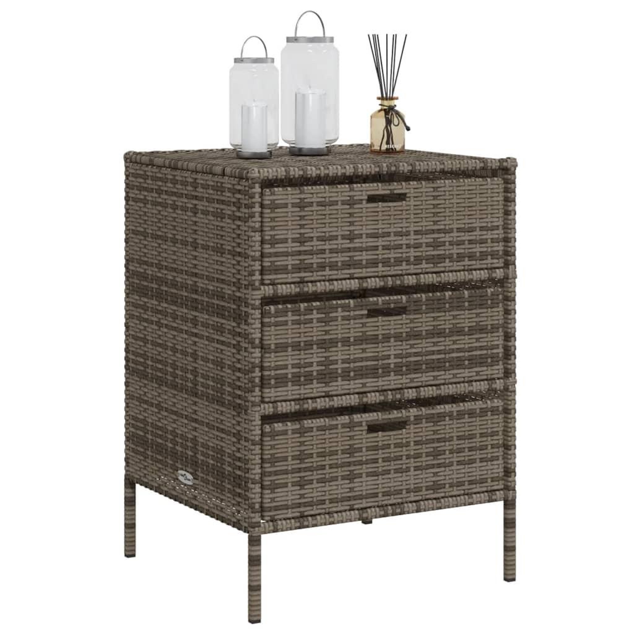 Voir la diapositive 4 : VIDAXL Armoire de rangement de jardin et 3 tiroirs gris resine tressee