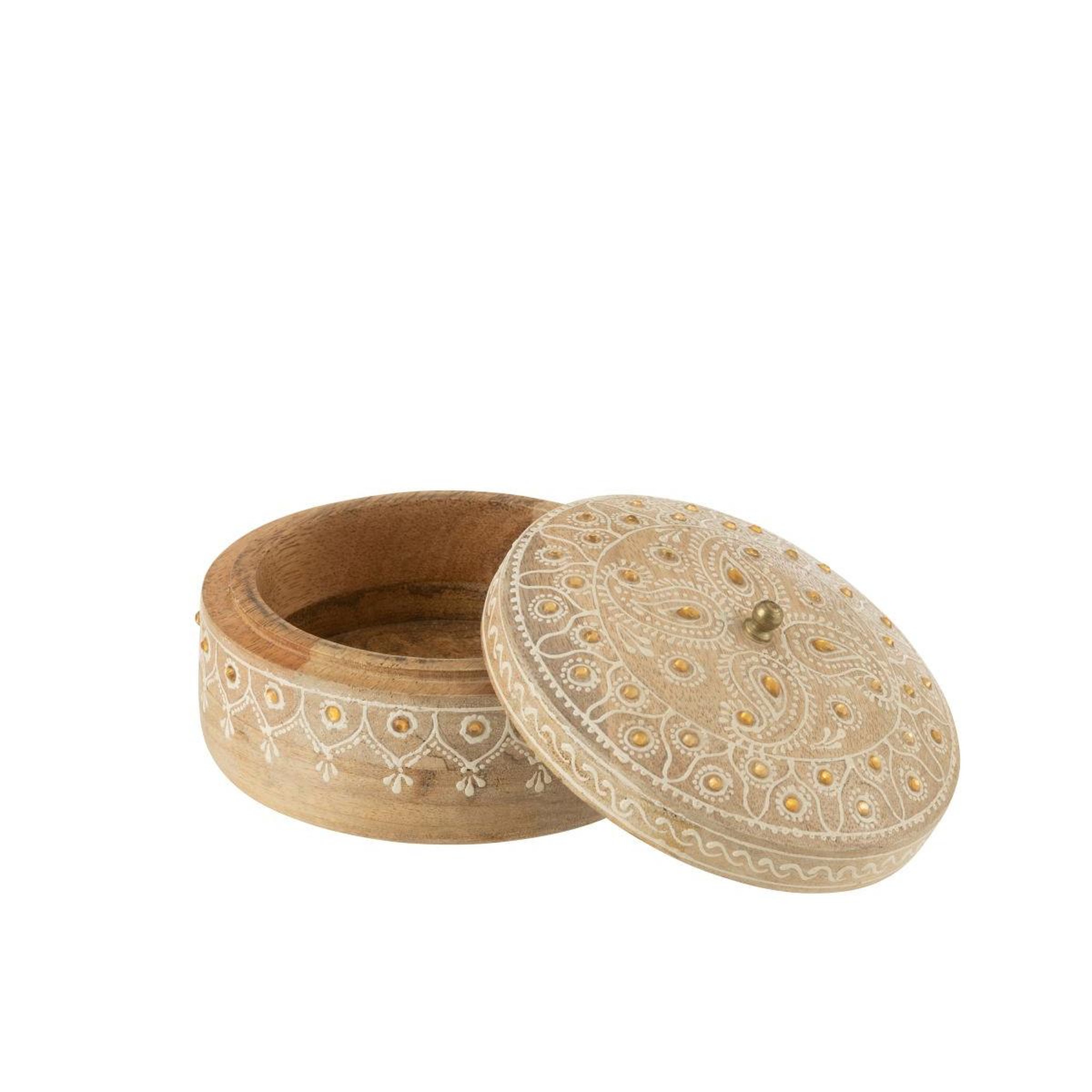 Voir la diapositive 2 : J-LINE Boîte déco en bois  perle du sahara  14cm naturel