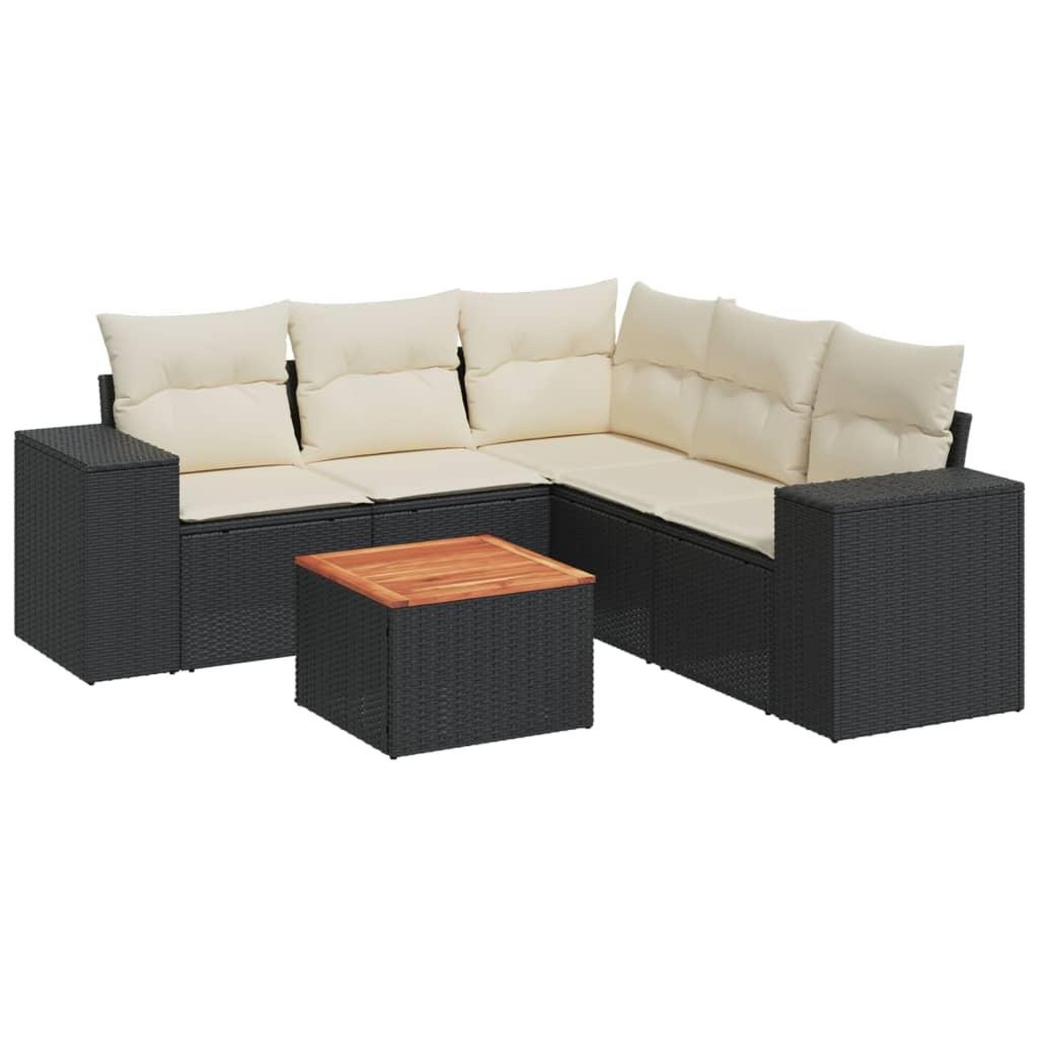 Voir la diapositive 2 : VIDAXL Salon de jardin 6 pcs avec coussins noir resine tressee