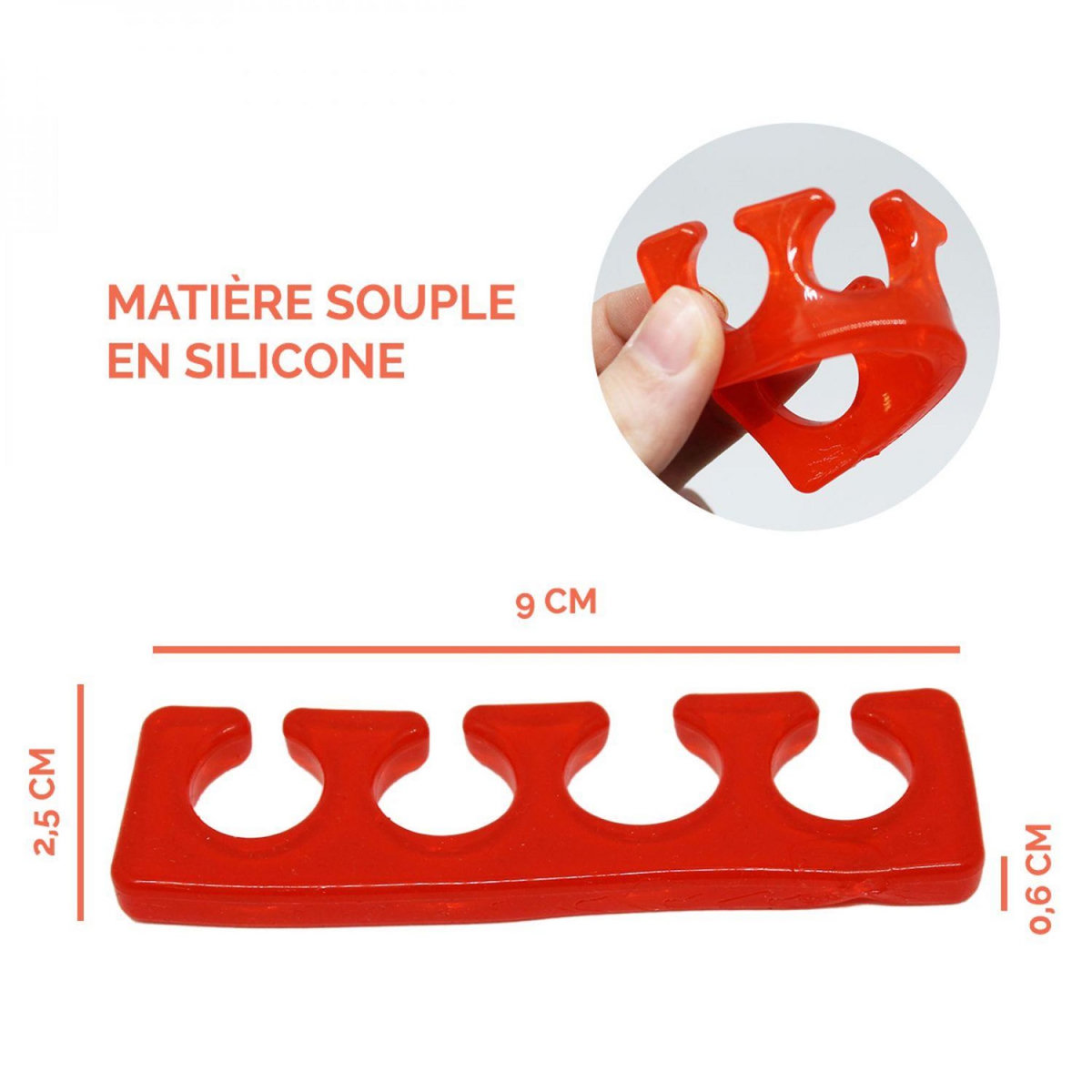 VIVEZEN Lot de 5 paires de séparateurs d'orteils en silicone