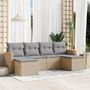 Voir la diapositive 1 : VIDAXL Salon de jardin avec coussins 6pcs melange beige resine tressee