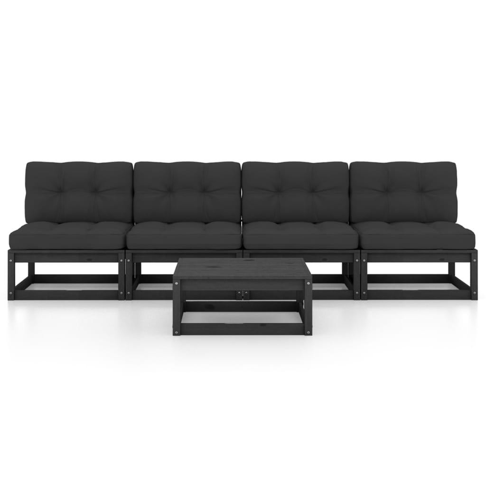 Voir la diapositive 3 : VIDAXL Salon de jardin 5 pcs avec coussins Bois de pin massif