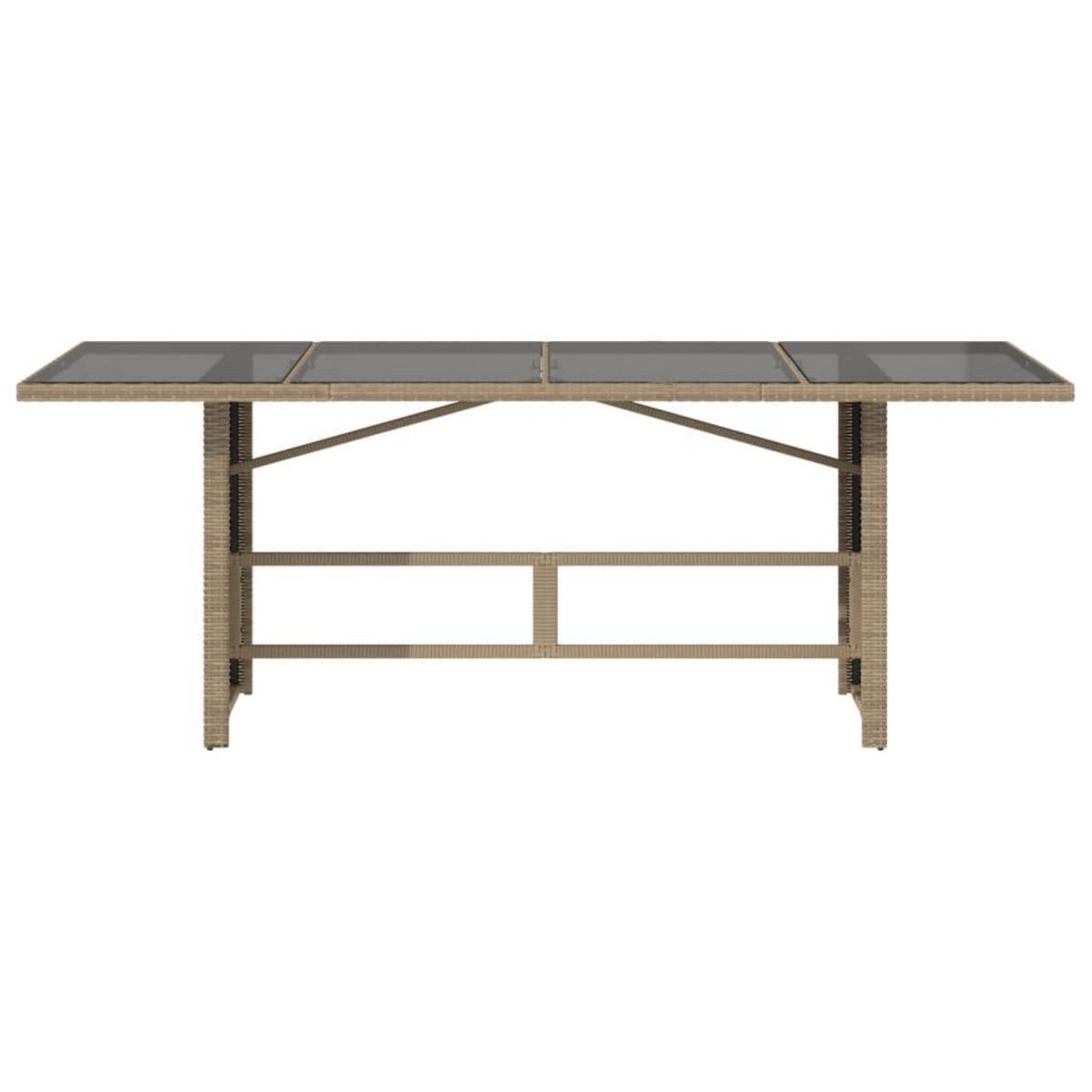 VIDAXL Table de jardin avec dessus en verre beige resine tressee