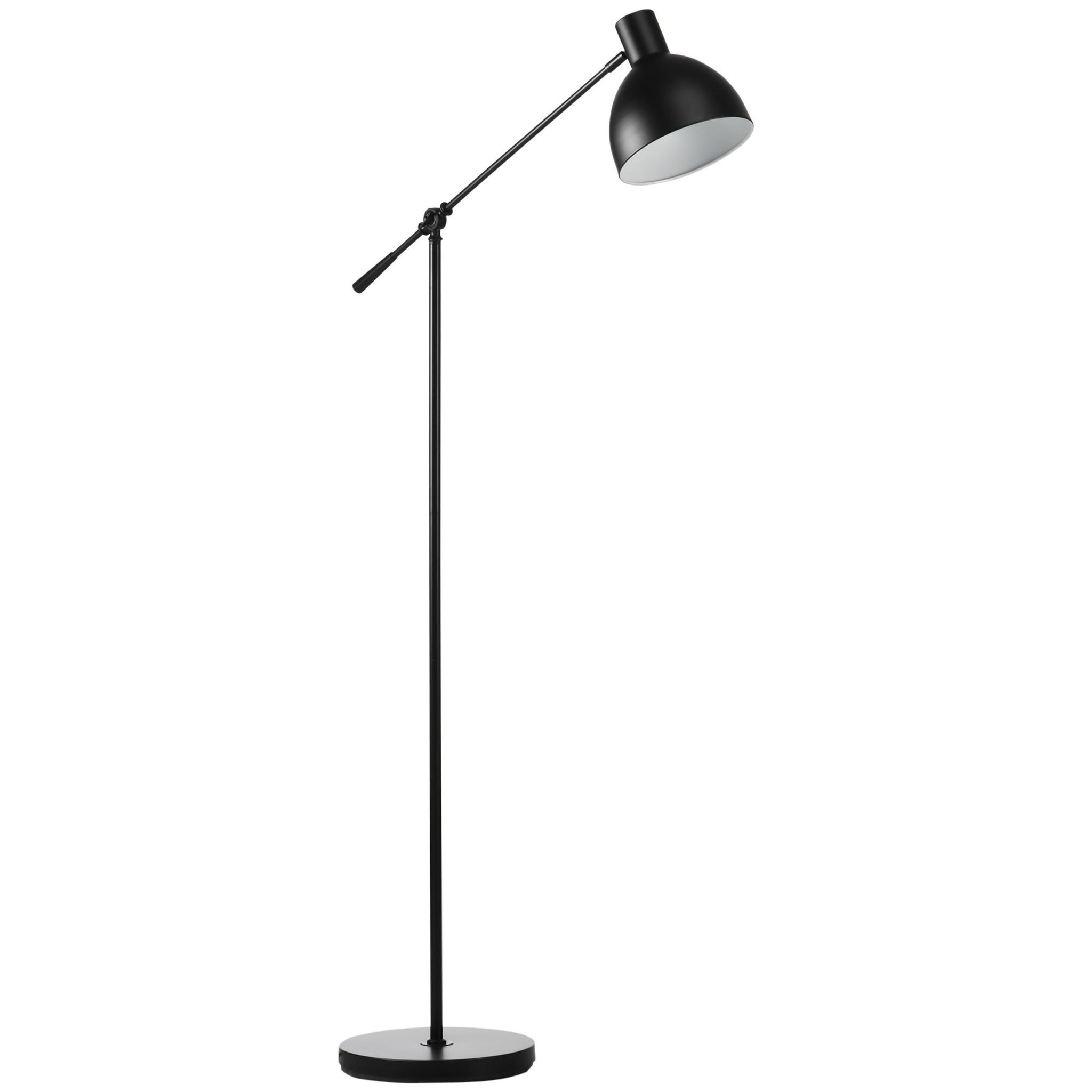 HOMCOM Lampadaire sur pied salon bureau 40W E27 - hauteur réglable, abat-jour et bras orientable - acier noir