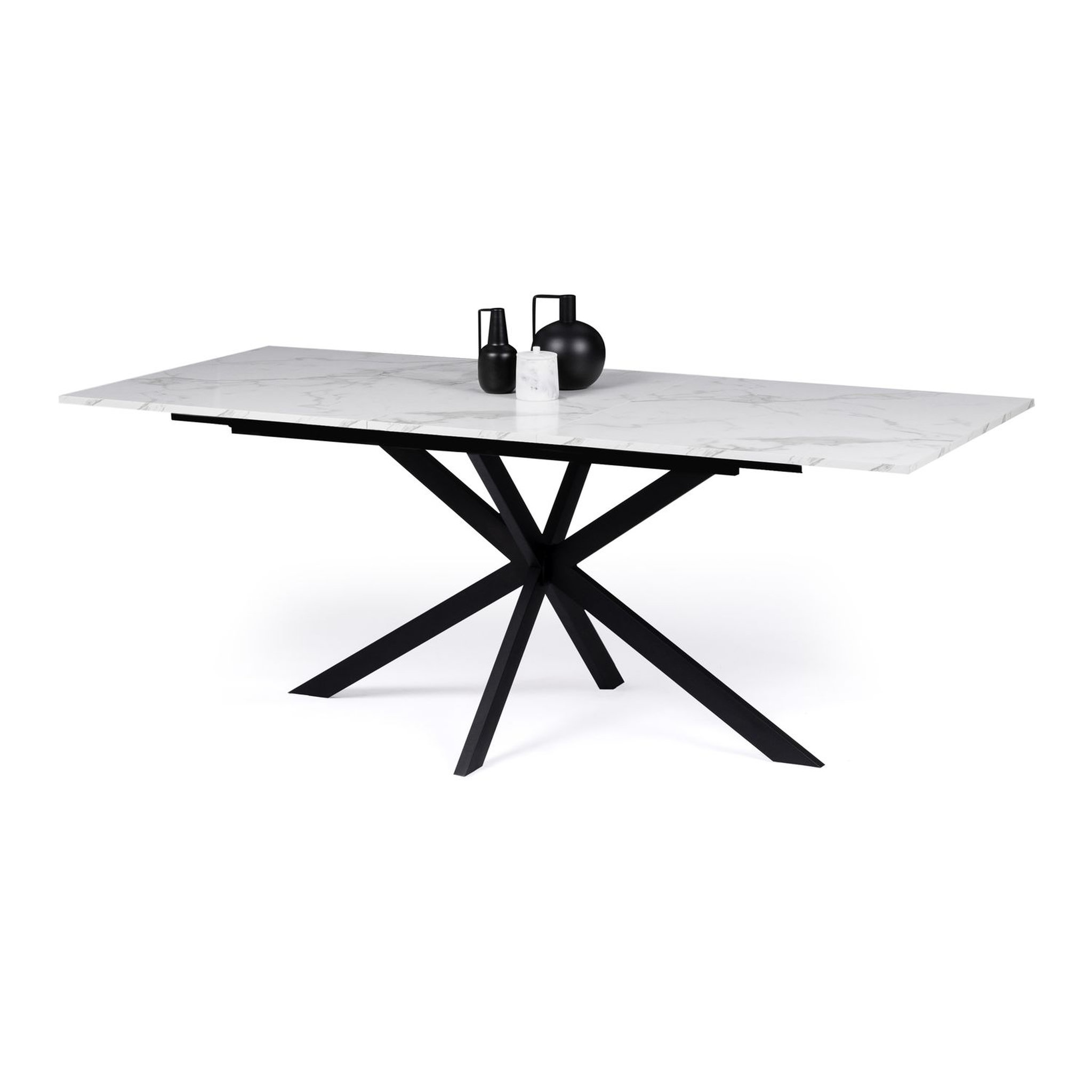 Voir la diapositive 1 : Table de séjour salle à manger extensible effet marbre L160/200 cm ALMA