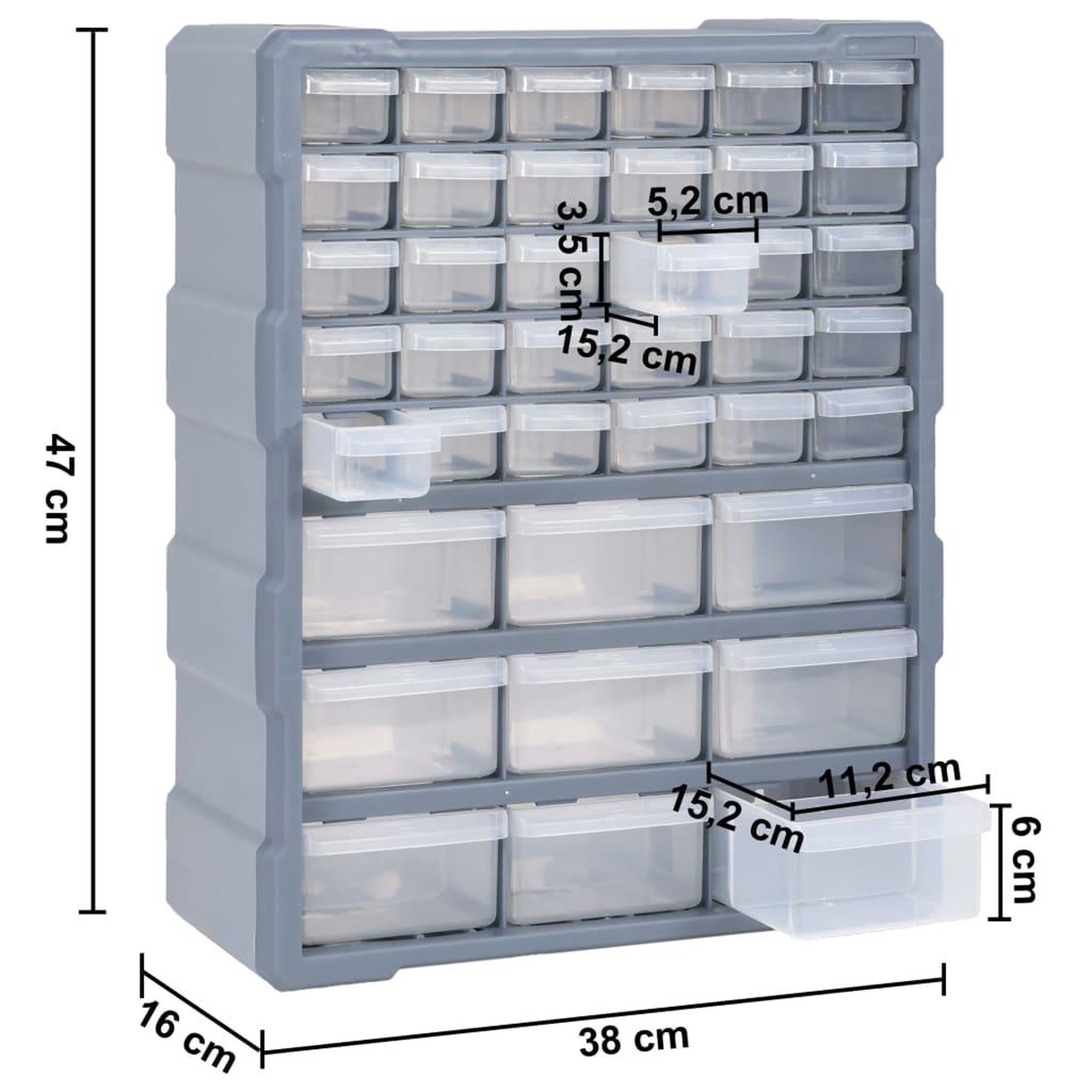 Voir la diapositive 6 : VIDAXL Organisateur multi-tiroirs avec 39 tiroirs 38x16x47 cm