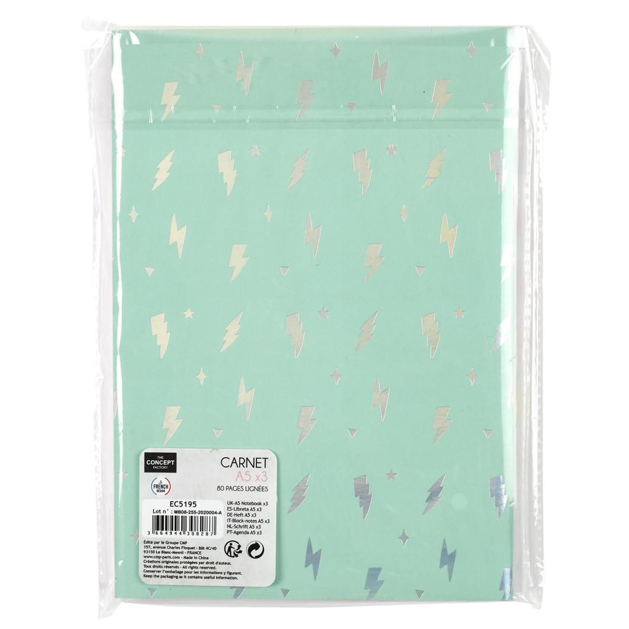 Voir la diapositive 6 : The concept Factory Lot de 3 cahiers a5  pop  14x21cm multicolore