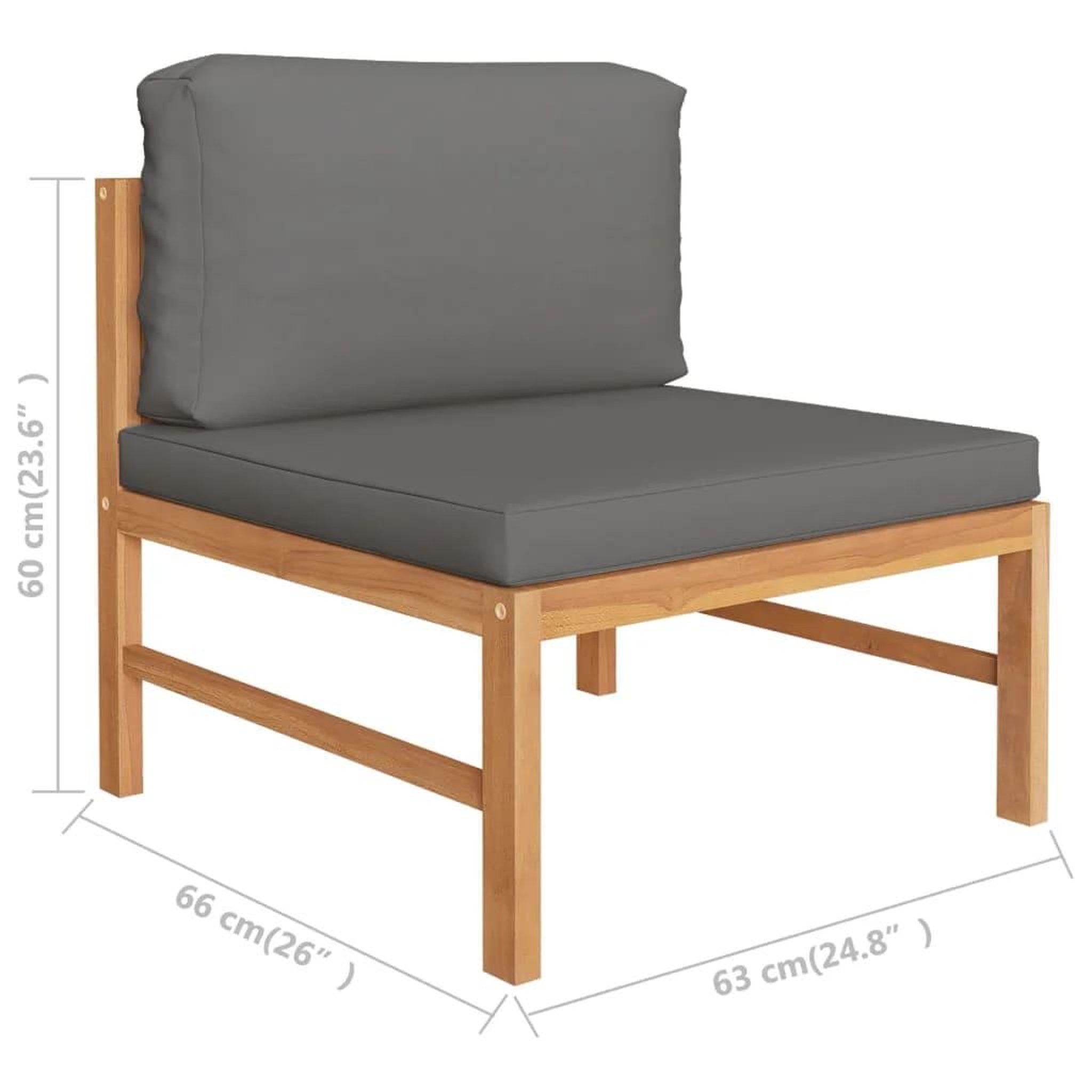 Voir la diapositive 6 : VIDAXL Salon de jardin 4 pcs avec coussins gris Bois de teck solide