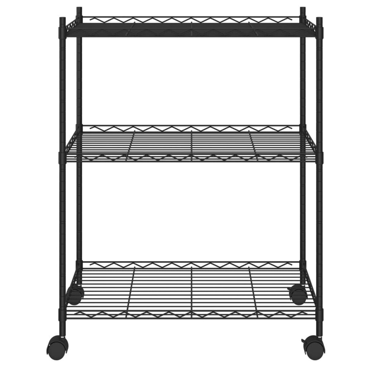 VIDAXL Etagere de rangement 3 niveaux et roues 60x35x81 cm noir 150 kg