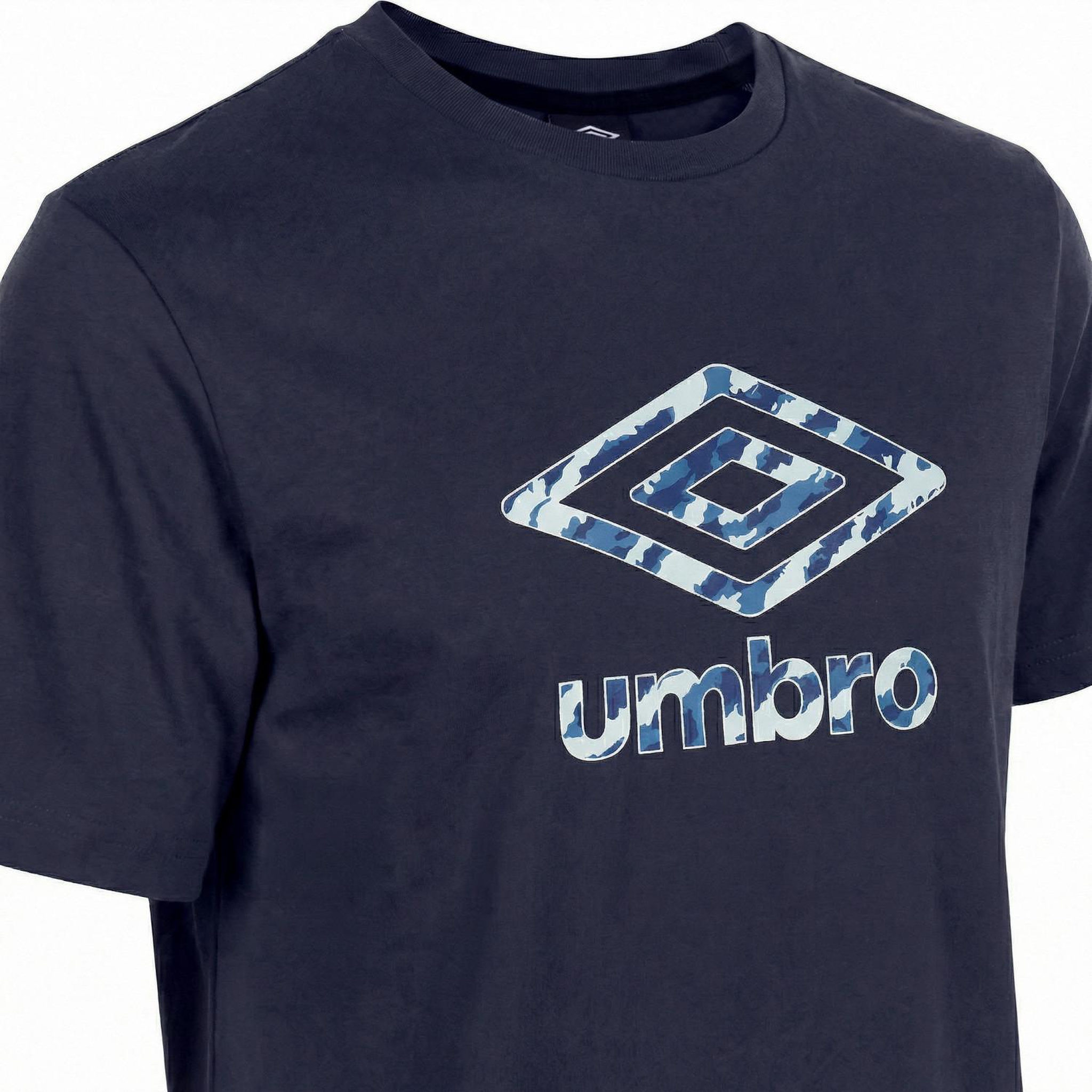Voir la diapositive 2 : UMBRO Tee shirt homme col rond en coton 160gsm et logo imprimé camo 957862