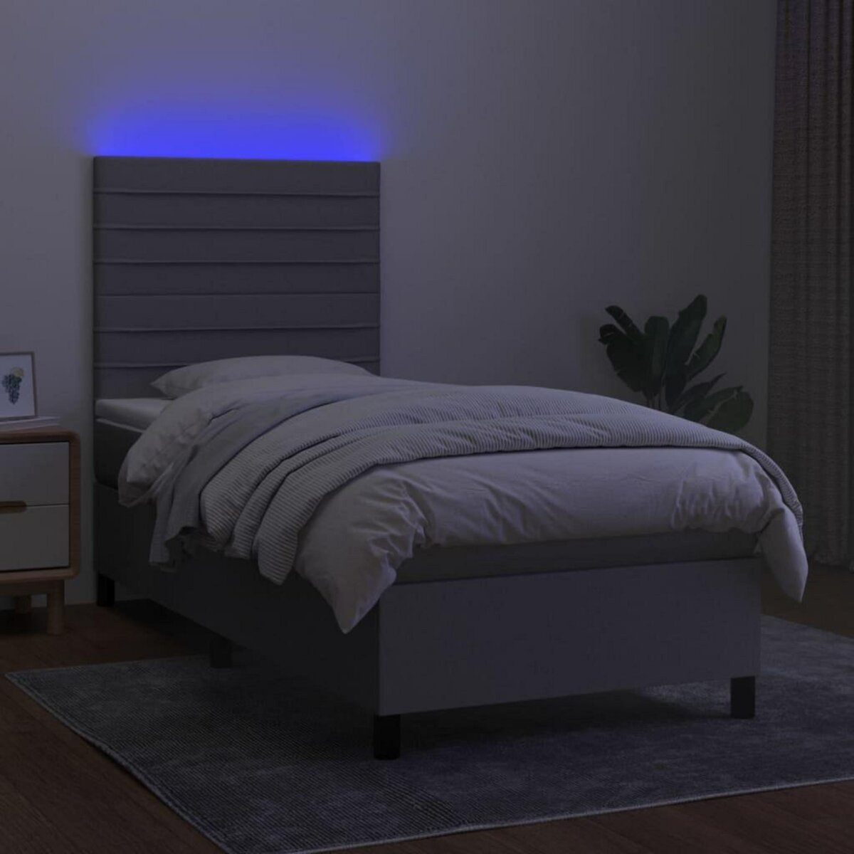VIDAXL Sommier a lattes de lit avec matelas et LED Gris clair 80x200cm