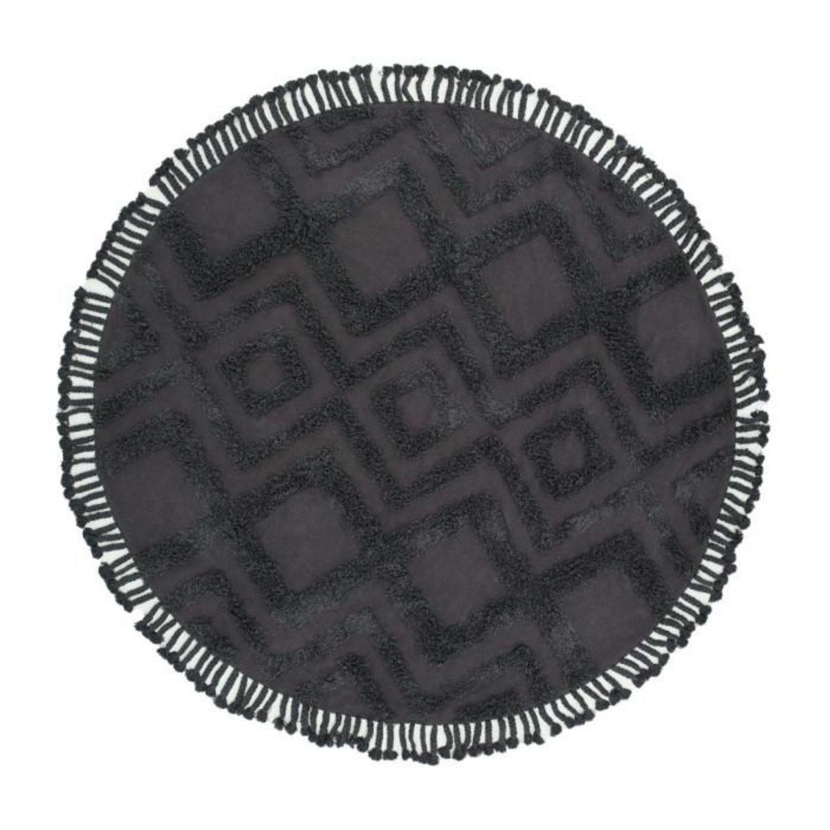 Paris Prix Tapis Rond Design  Hilma  200cm Gris Foncé