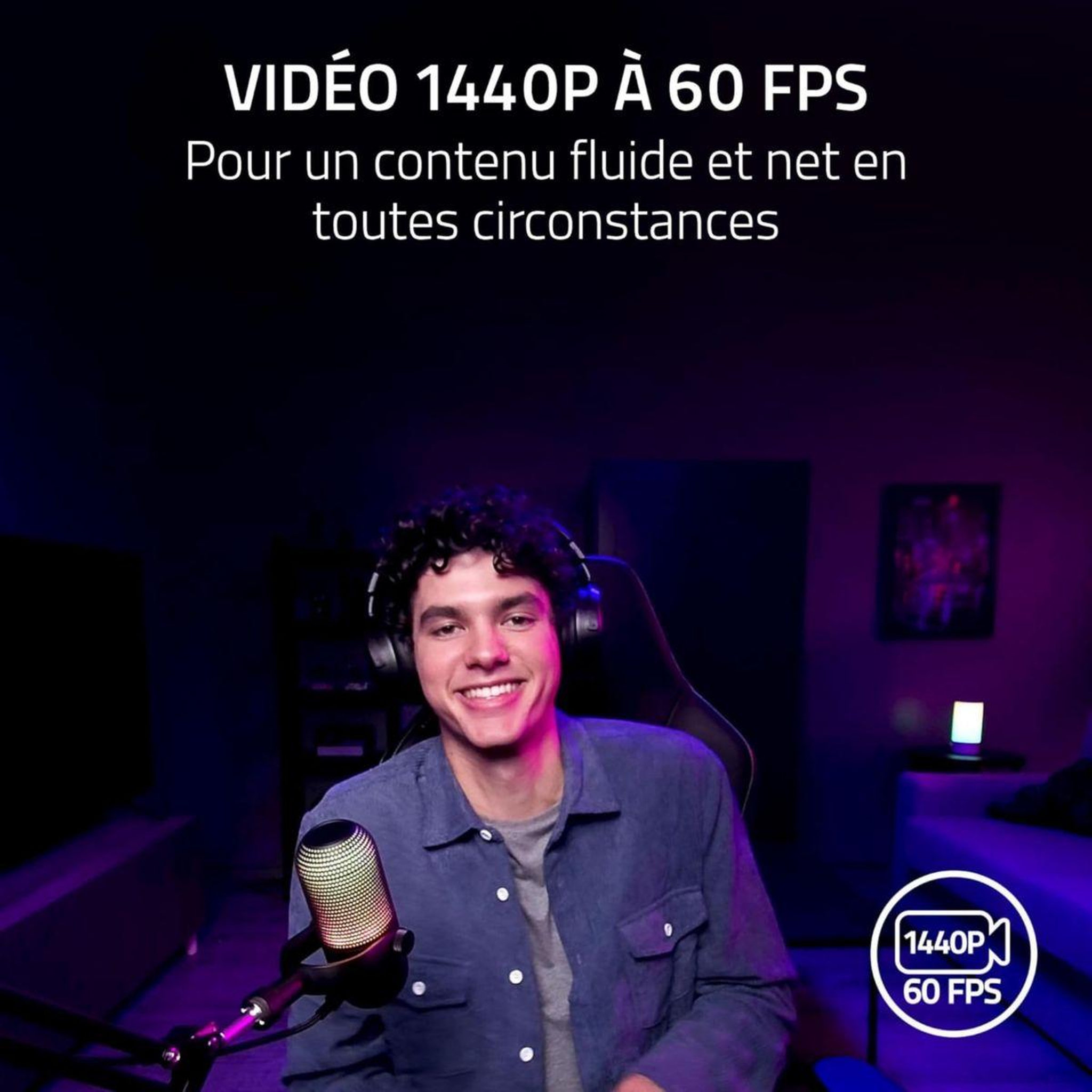 Voir la diapositive 3 : Razer Webcam kiyo v2 x noir