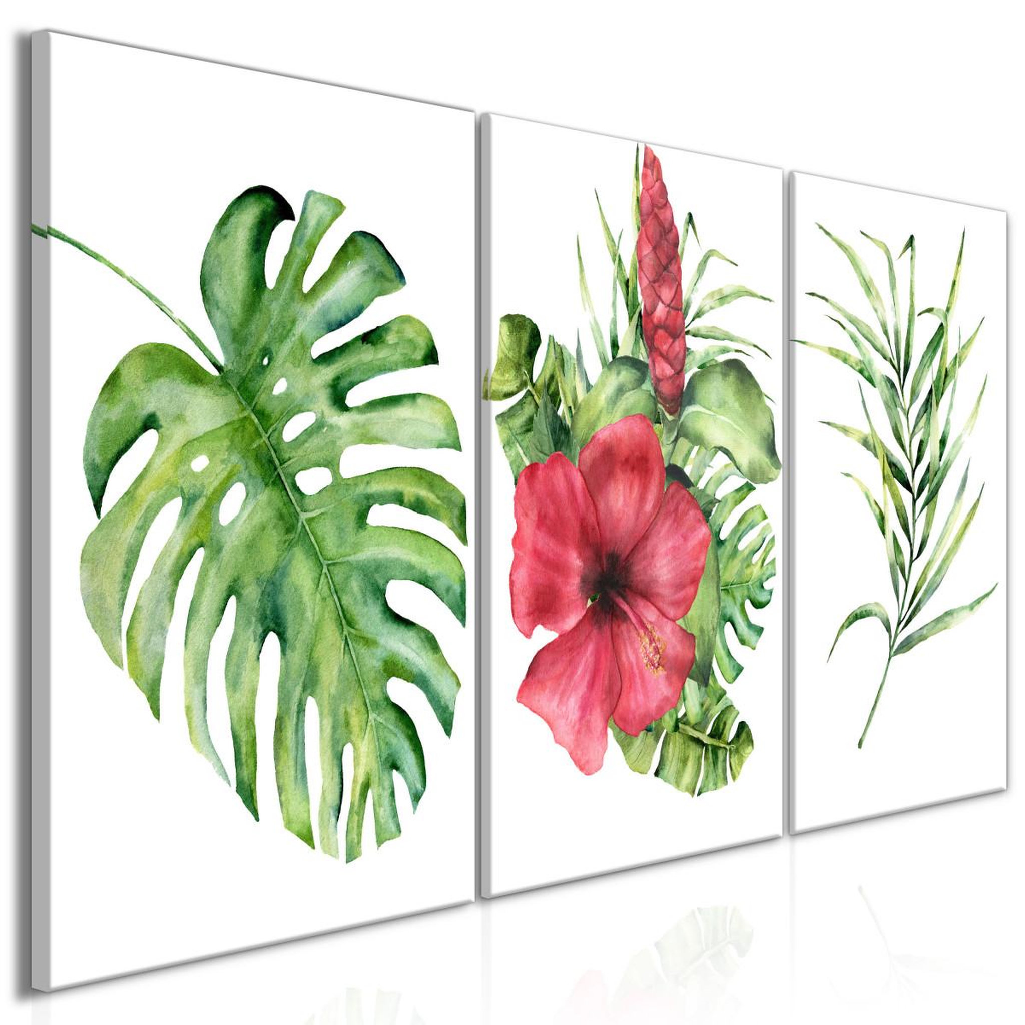 Paris Prix Tableau imprimé  red hibiscus 3 panneaux  60x120cm
