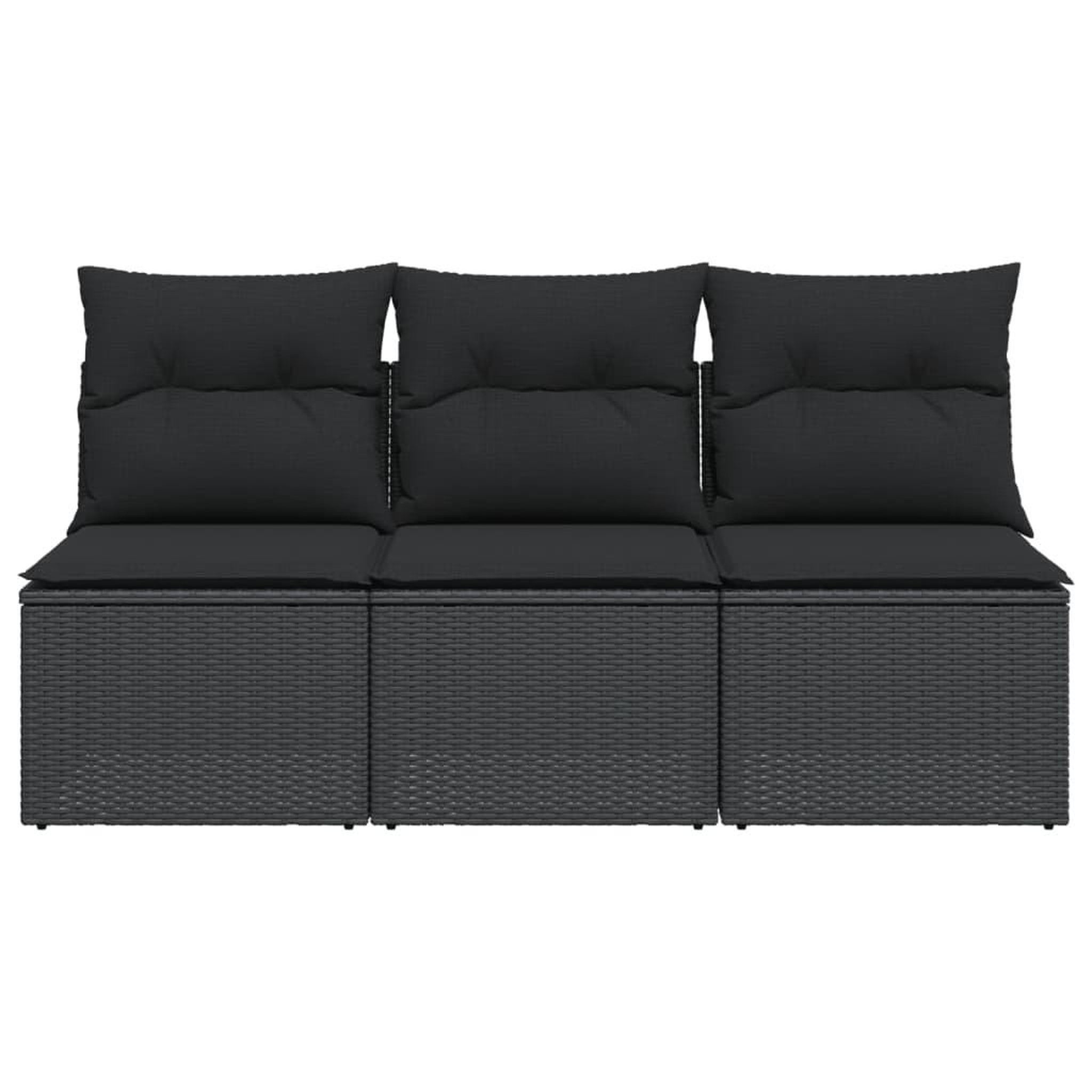 Voir la diapositive 4 : VIDAXL Canape de jardin avec coussins 3 places noir resine tressee