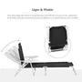 OUTSUNNY Bain de soleil pliable - transat inclinable 4 positions - chaise longue grand confort avec accoudoirs - métal époxy textilène - dim. 160L x 66l x 80H cm - noir