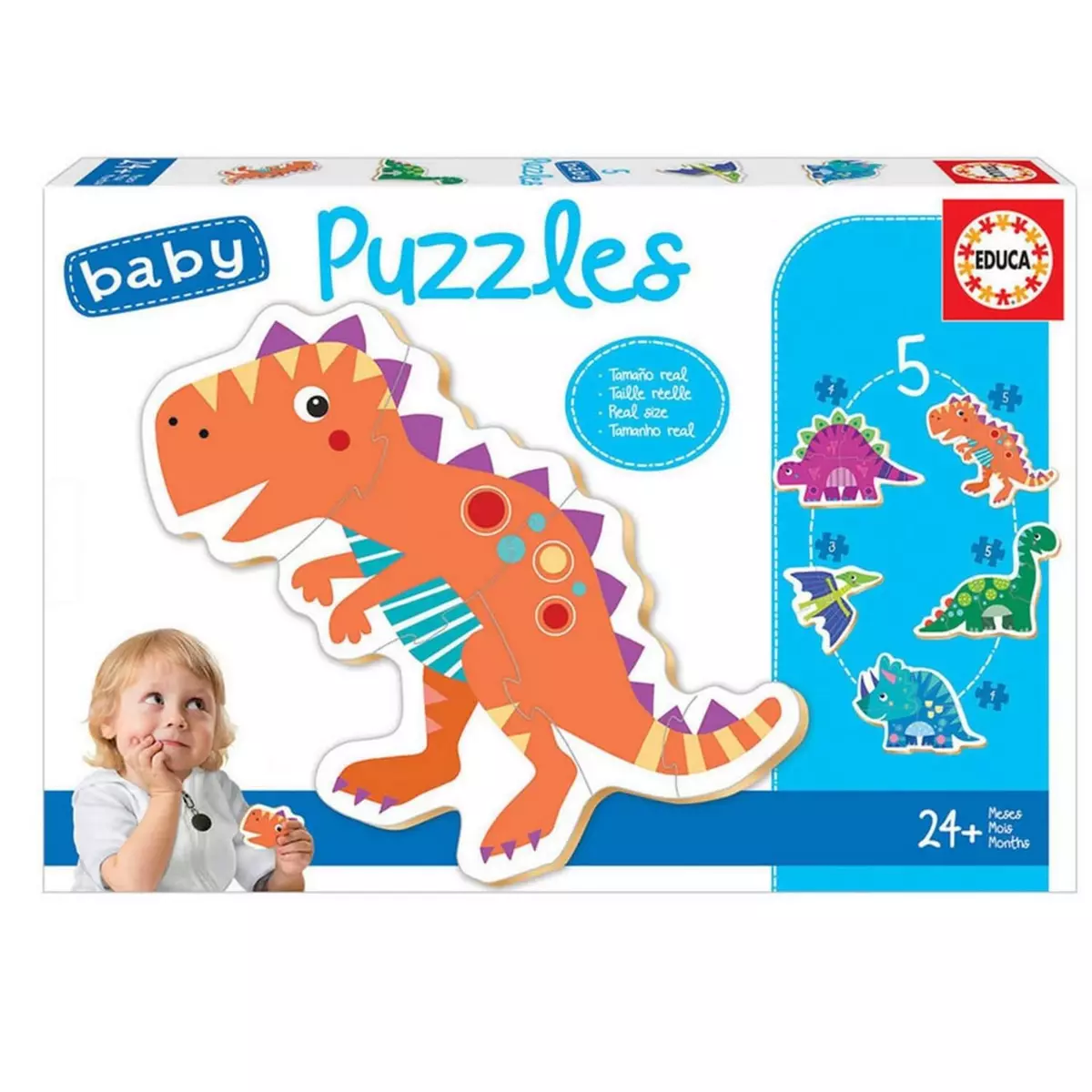 EDUCA Puzzle baby 3-5 pièces - Dinosaures