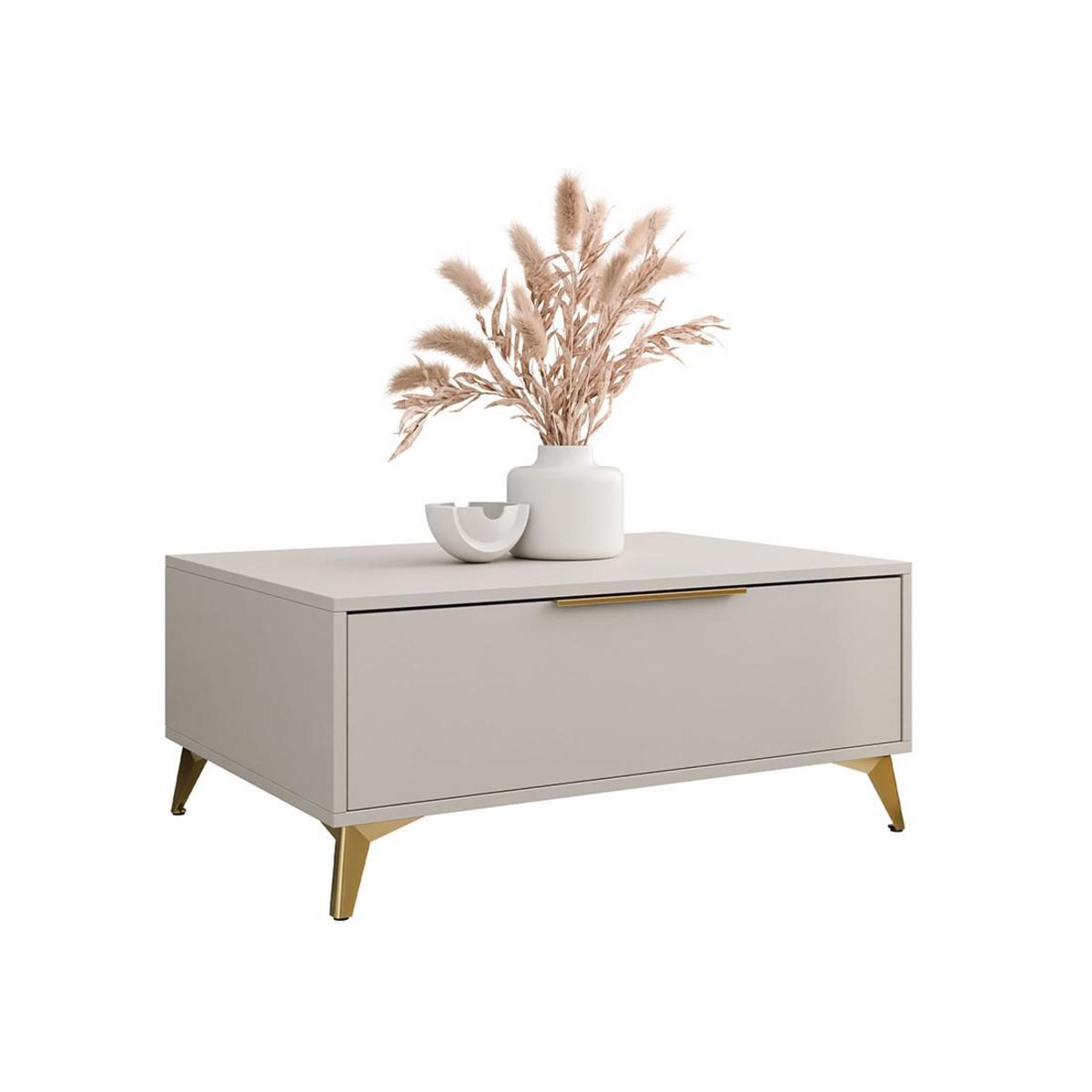 BEST MOBILIER Boccioni - table basse - beige - 1 tiroir - 104 cm